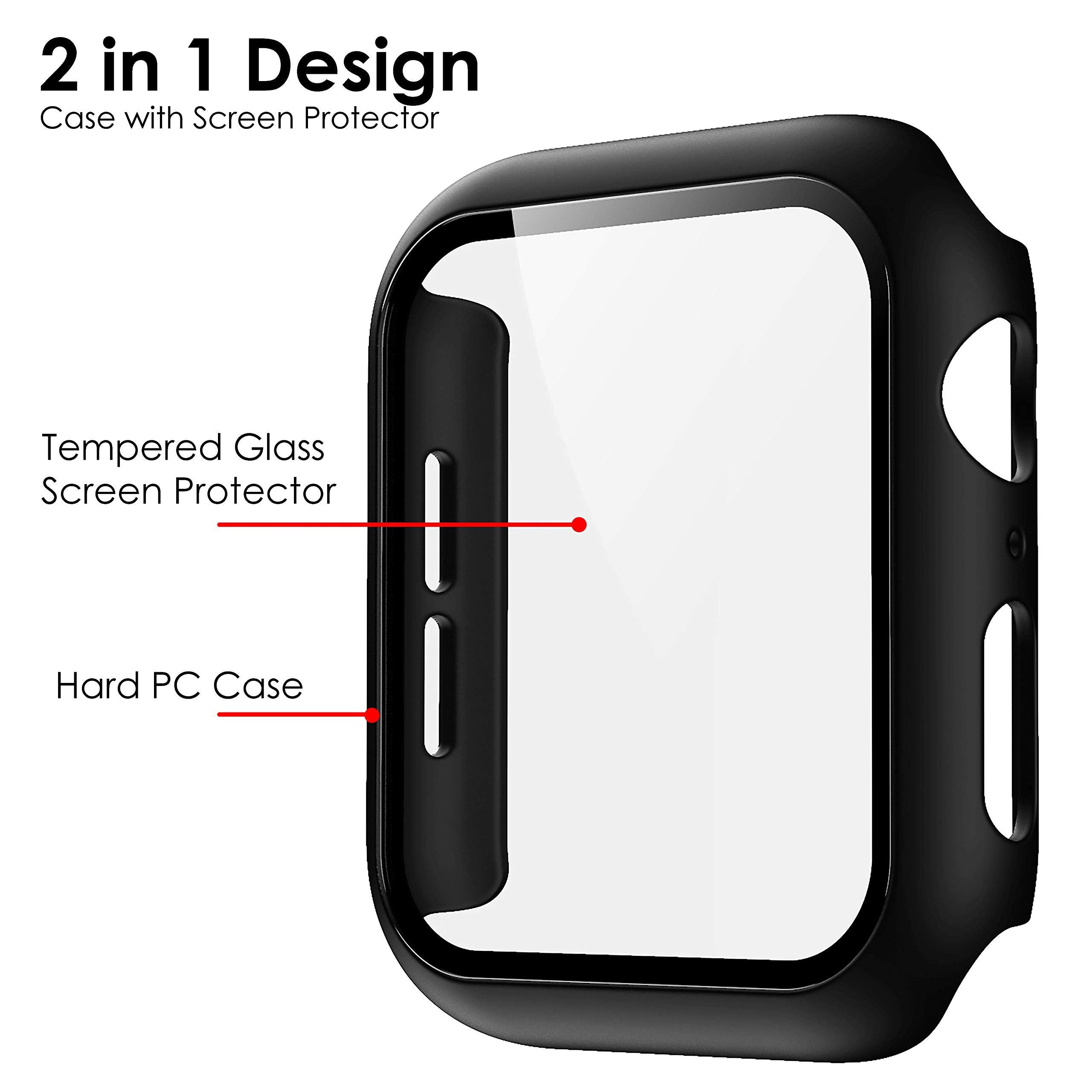 Pokanic [2 Pack Compatible With Apple Watch 9 8 7 6 5 4 3 2 1 Se Series Iwatch 9H Tempered Glass Case Full Screen Protector Cove