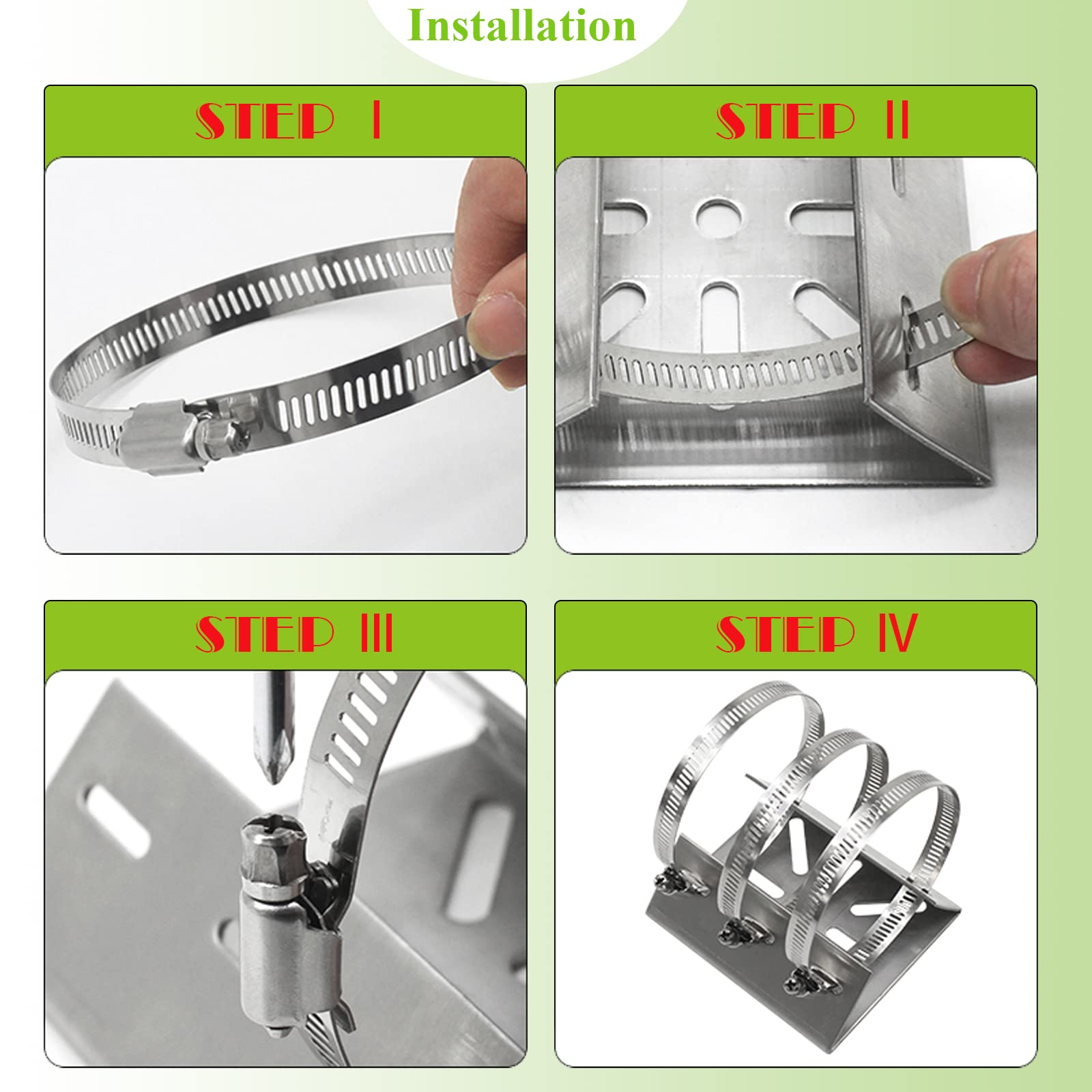 Lighfast 2Pcs Universal Wall Mounting Bracket With 6 Loops, Stainless Steel Vertical Pole Mount Adapter For Cctv Security Camera