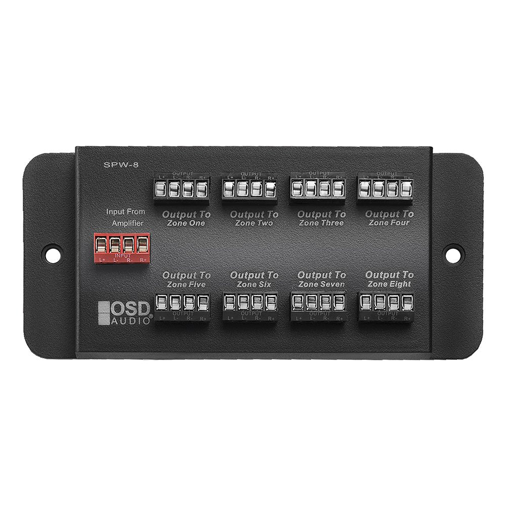 SPW8 Whole House Audio 8 Zone Speaker Distribution Panel Single Audio Input 300W Per Channel   OSD Audio