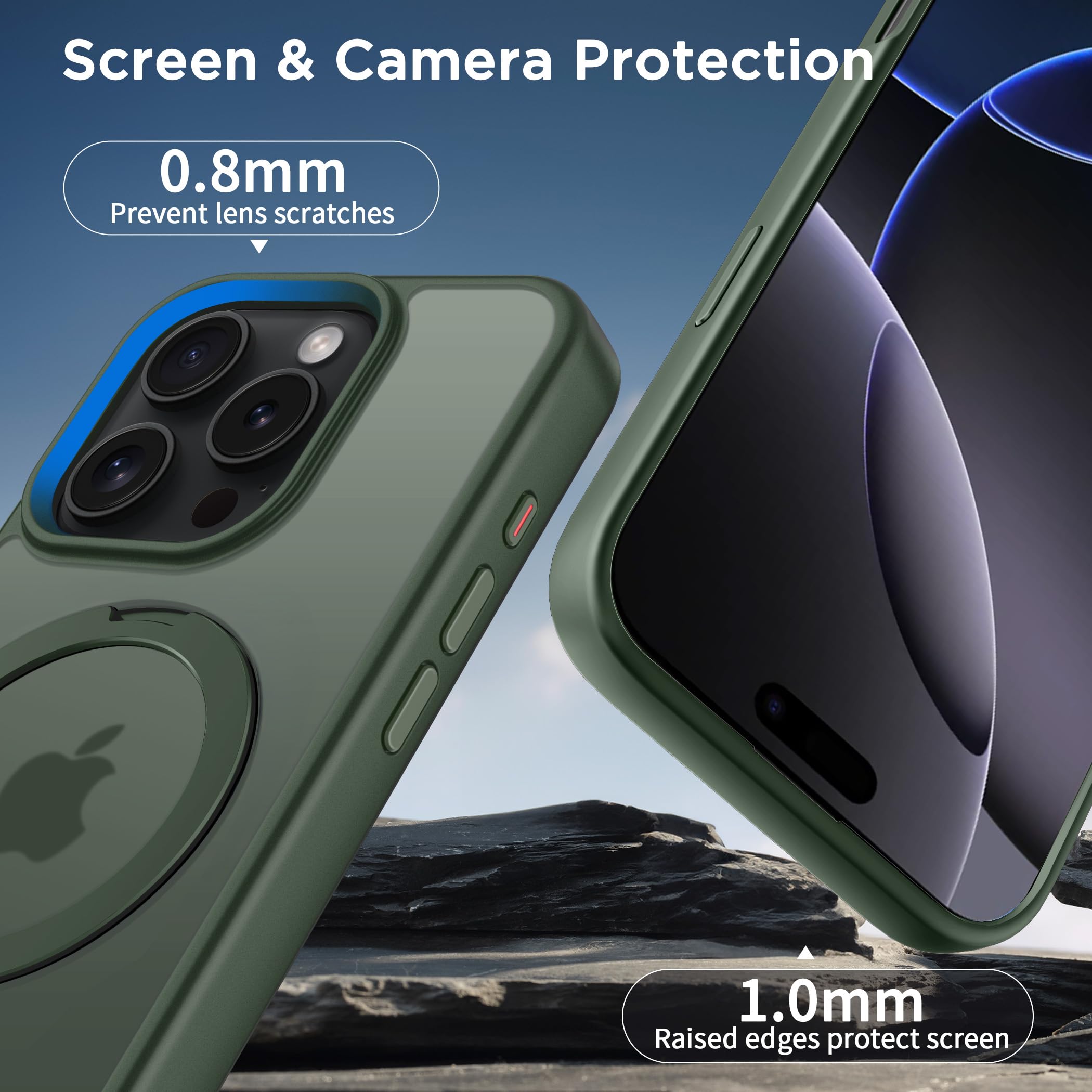 Cacoe Magnetic Case For Iphone 16 Pro Max 6.9 Inch With 360 Rotatable Ring Stand, Compatible With Magsafe Car Phone Mount, Cases