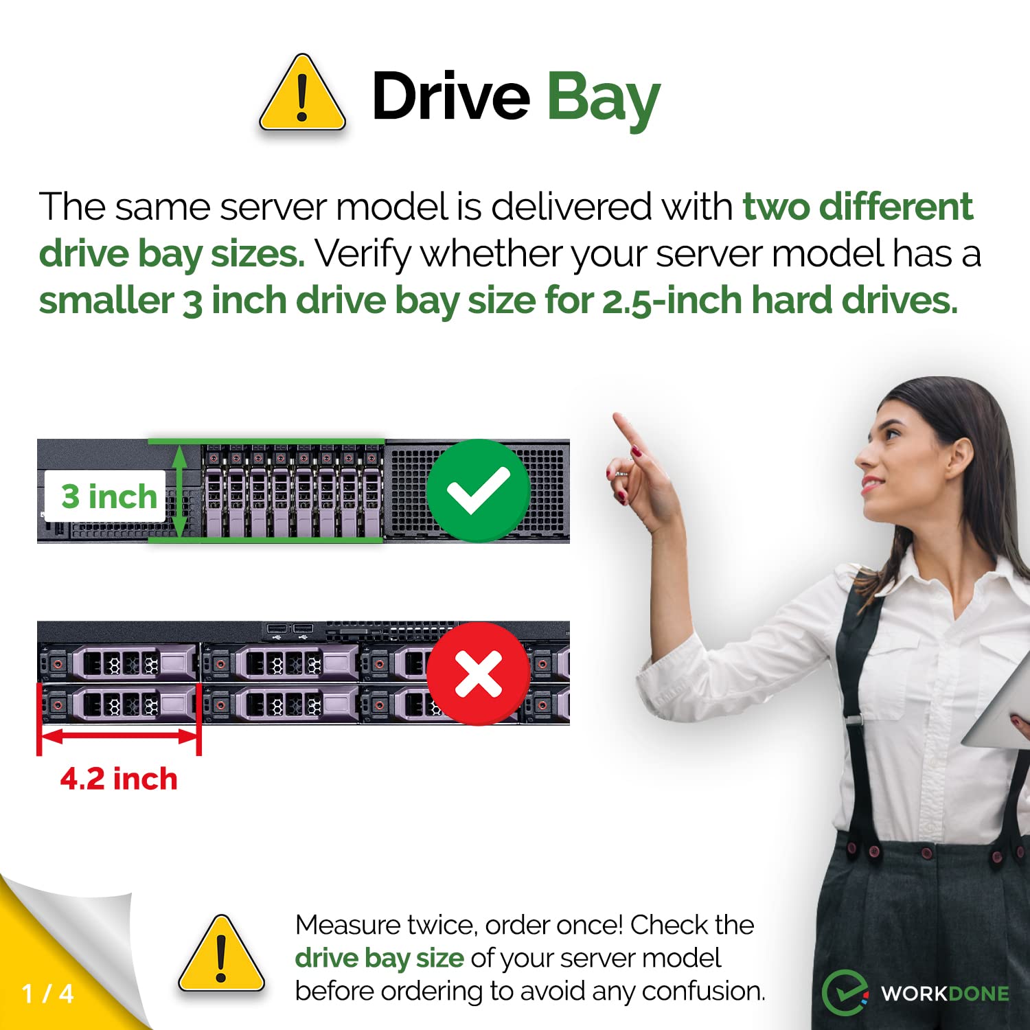 Workdone 4 Pack   2.5'' Hard Drive Caddy G176J Compatible For Dell Poweredge Server   T440 T640 R330 R430 T430 R630 T630 R730 R8