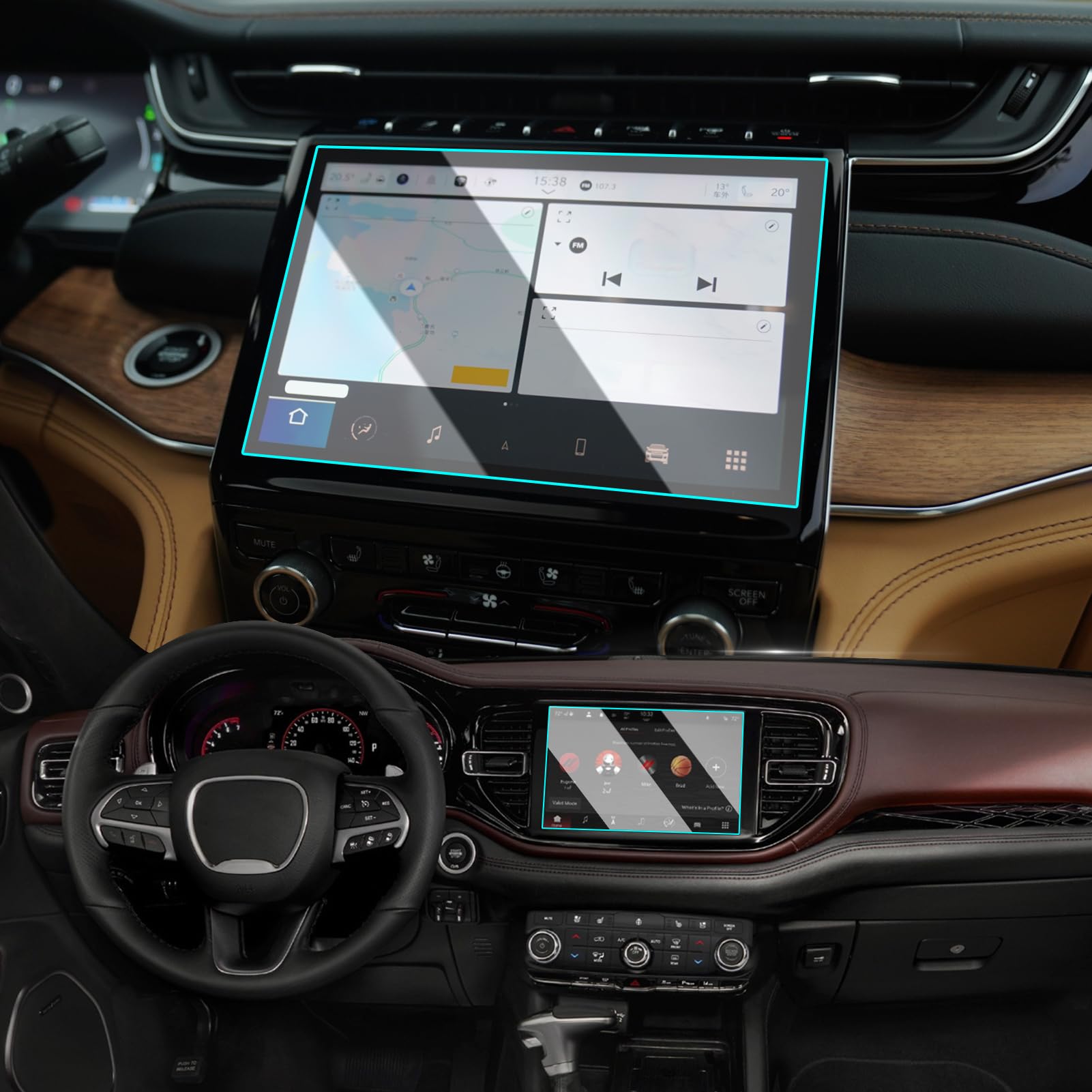 Ttcr Ii Navigation Display Screen Protector For Jeep Grand Cherokee L And Dodge Durango 2021 2023, Console Touchscreen Protector With 10.1 Inches, Tempered Glass Protective Film