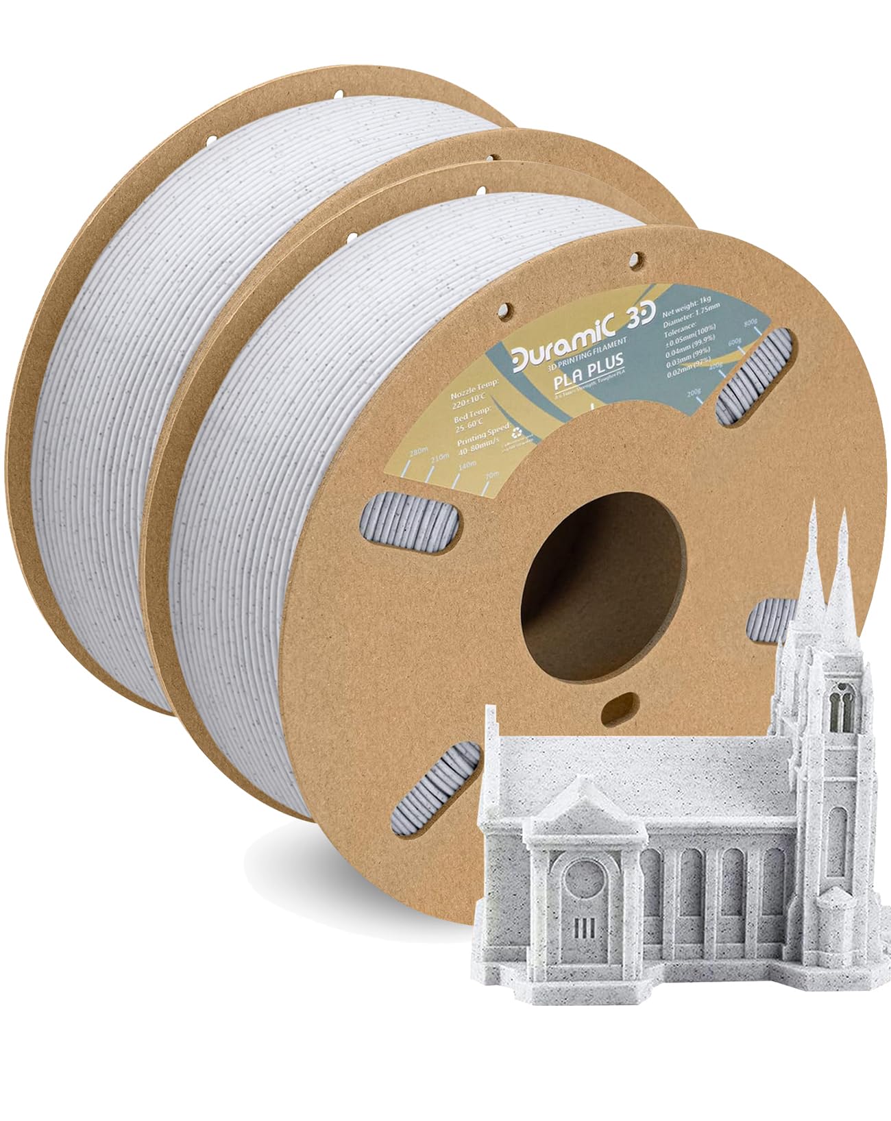 Duramic 3D Pla+ Filament 1.75Mm 2Kg Marble, Pla Plus 3D Printer Filament 2 Pack 1Kg Spool(2.2Lbs) Pla Pro Tougher And Stronger,