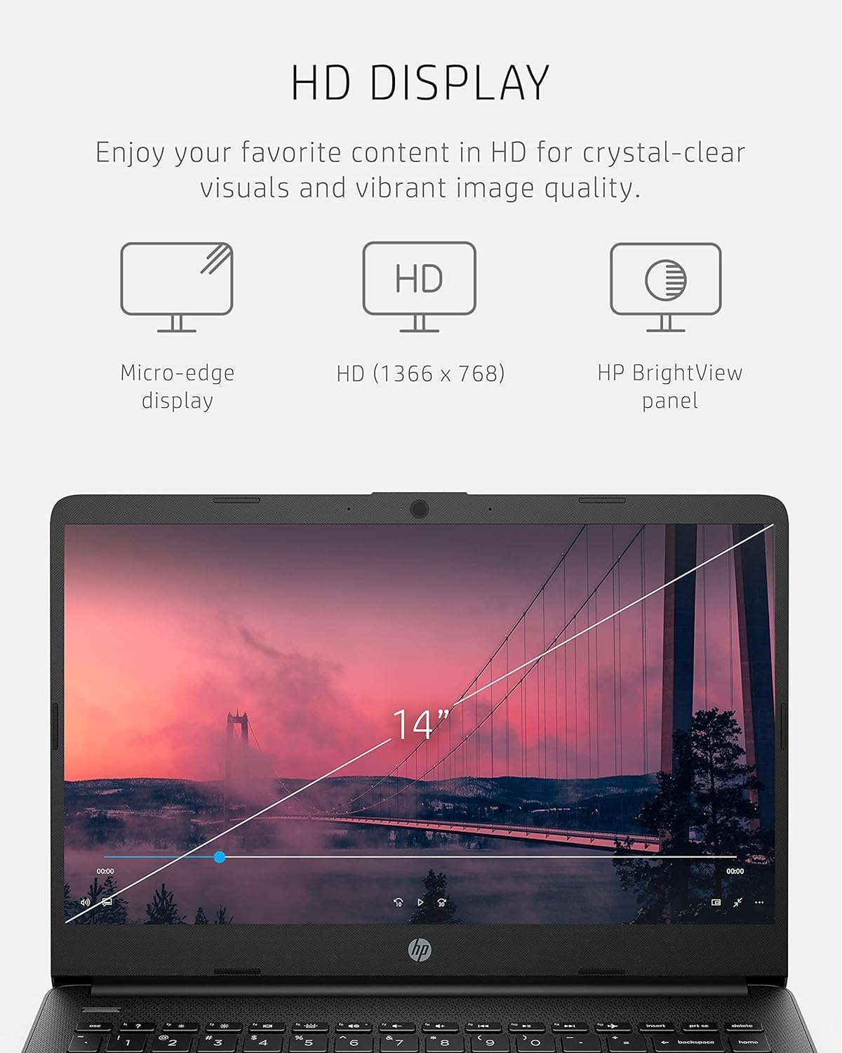 Hp 14'' Hd Laptop | Back To School Limited Edition With 1 Year Microsoft 365 | Intel Quad Core Processor | 4Gb Ram | 640Gb Stora