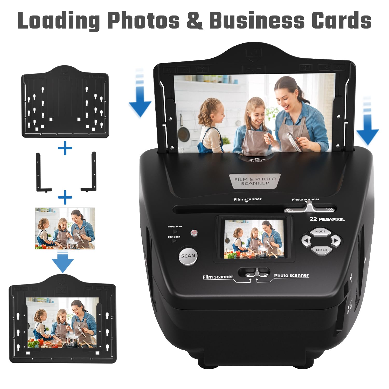 Photo And Slide Scanner With 2.4    Lcd Screen, Convert Negatives & Slides 35Mm/135 Film, Photo(3R,4R,5R), Business Card To 22Mp