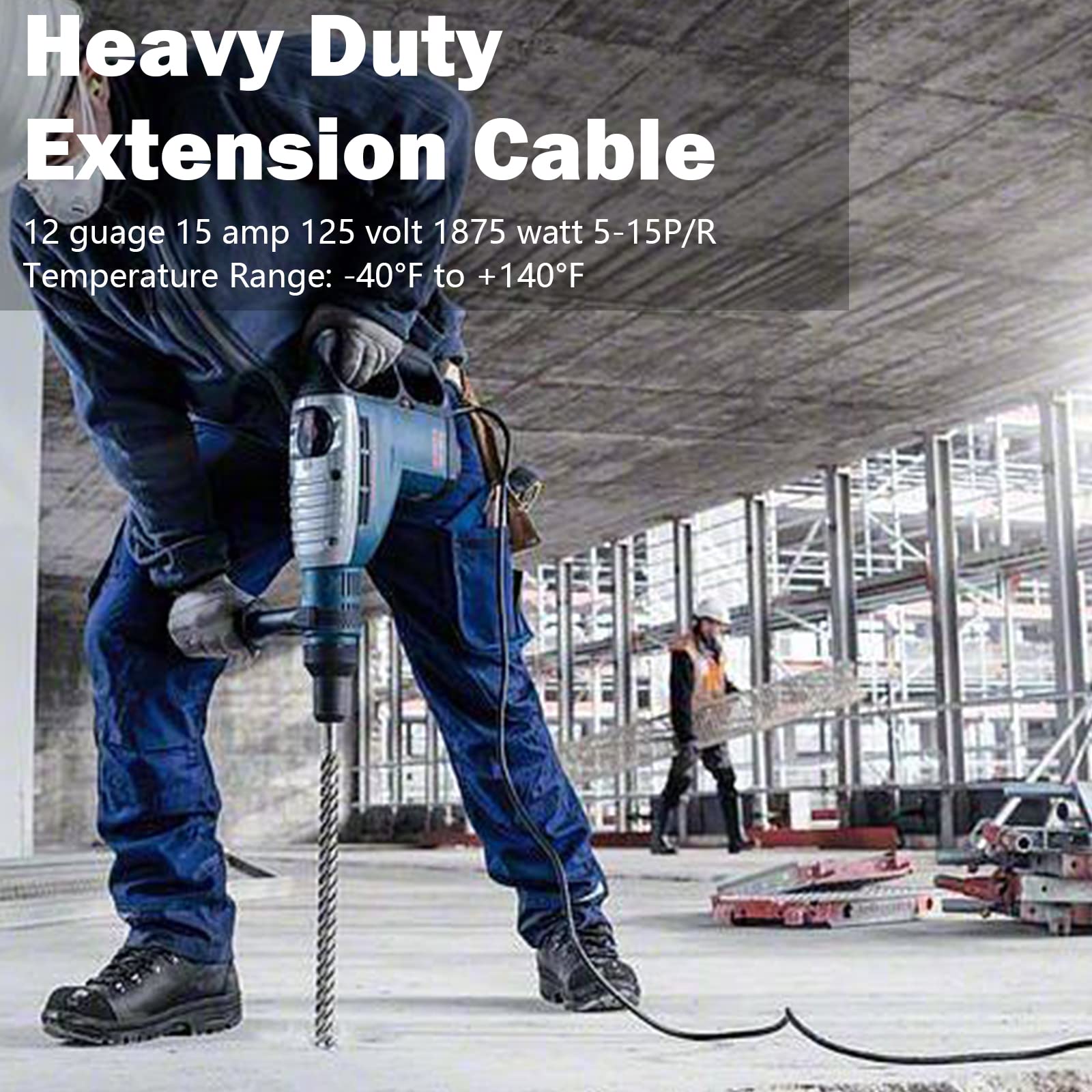 Ep 25 Ft Lighted Outdoor Extension Cord With 3 Electrical Power Outlets   12/3 Sjtw Heavy Duty Black Extension Cable With 3 Pron