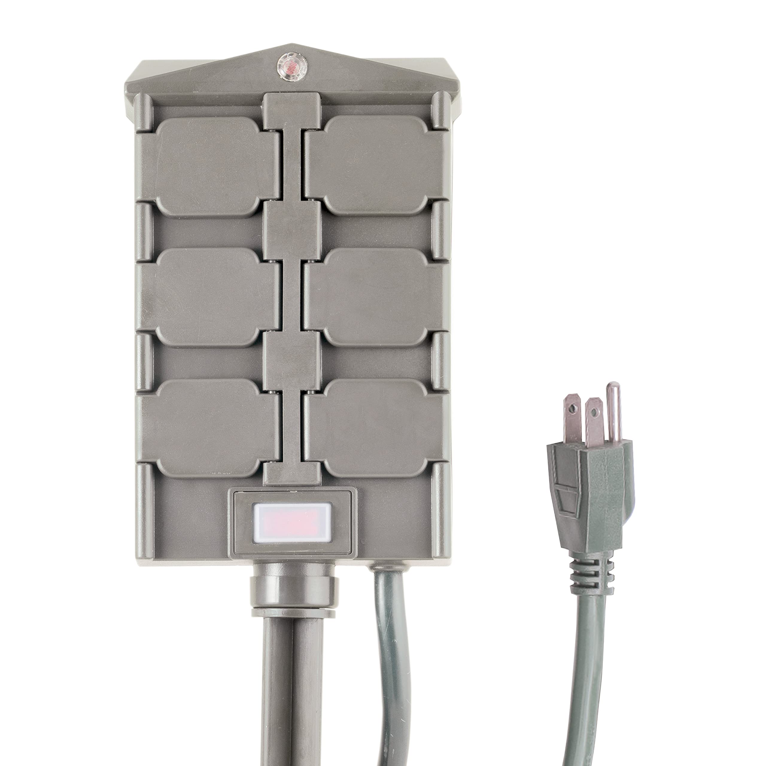 Ultrapro Outdoor 6 Outlet Yard Stake Timer, Plug In, Dusk To Dawn Photocell, Weather Resistant, Heavy Duty Grounded Outlets, Ide