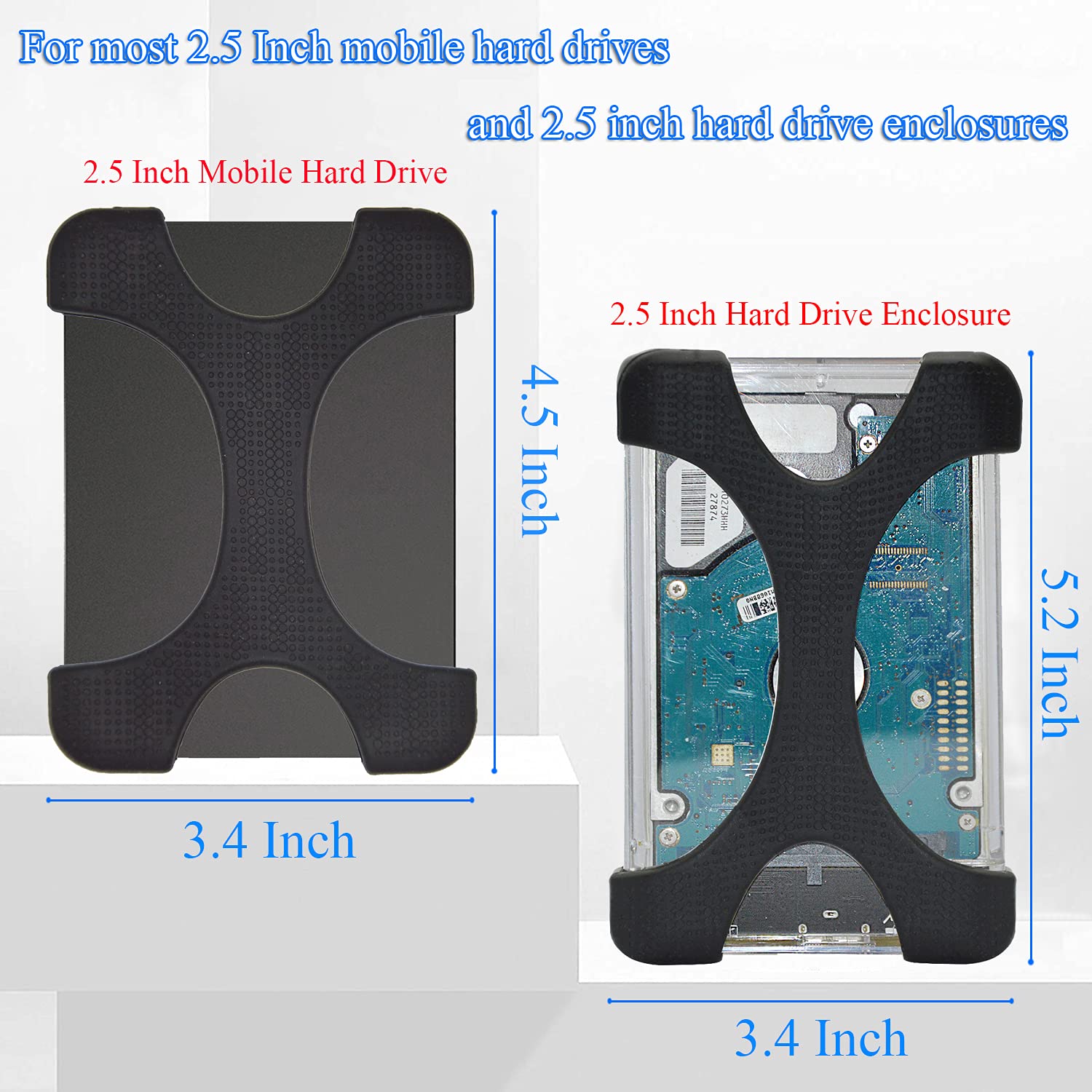 T Sidake 4 Pieces Of 2.5 Inch Silicone Hard Drive Protective Case, Shock Proof And Drop Proof Elasticity To Protect Your Device