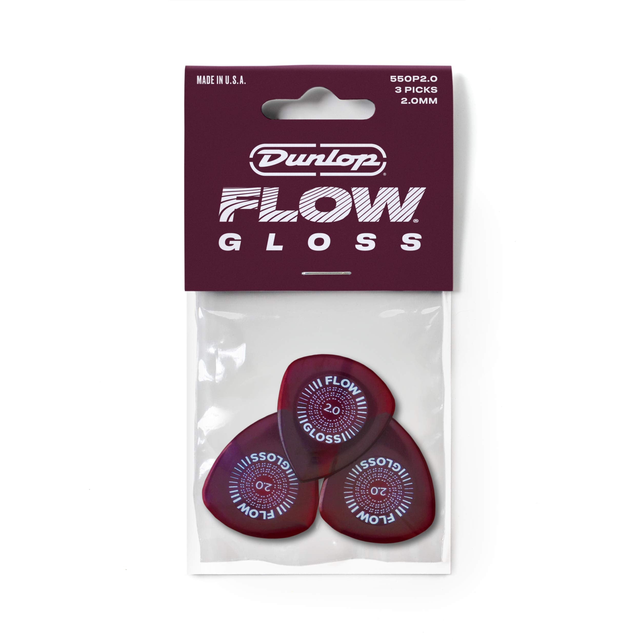 Dunlop Flow Gloss 2.0Mm Guitar Pick 3 Pack