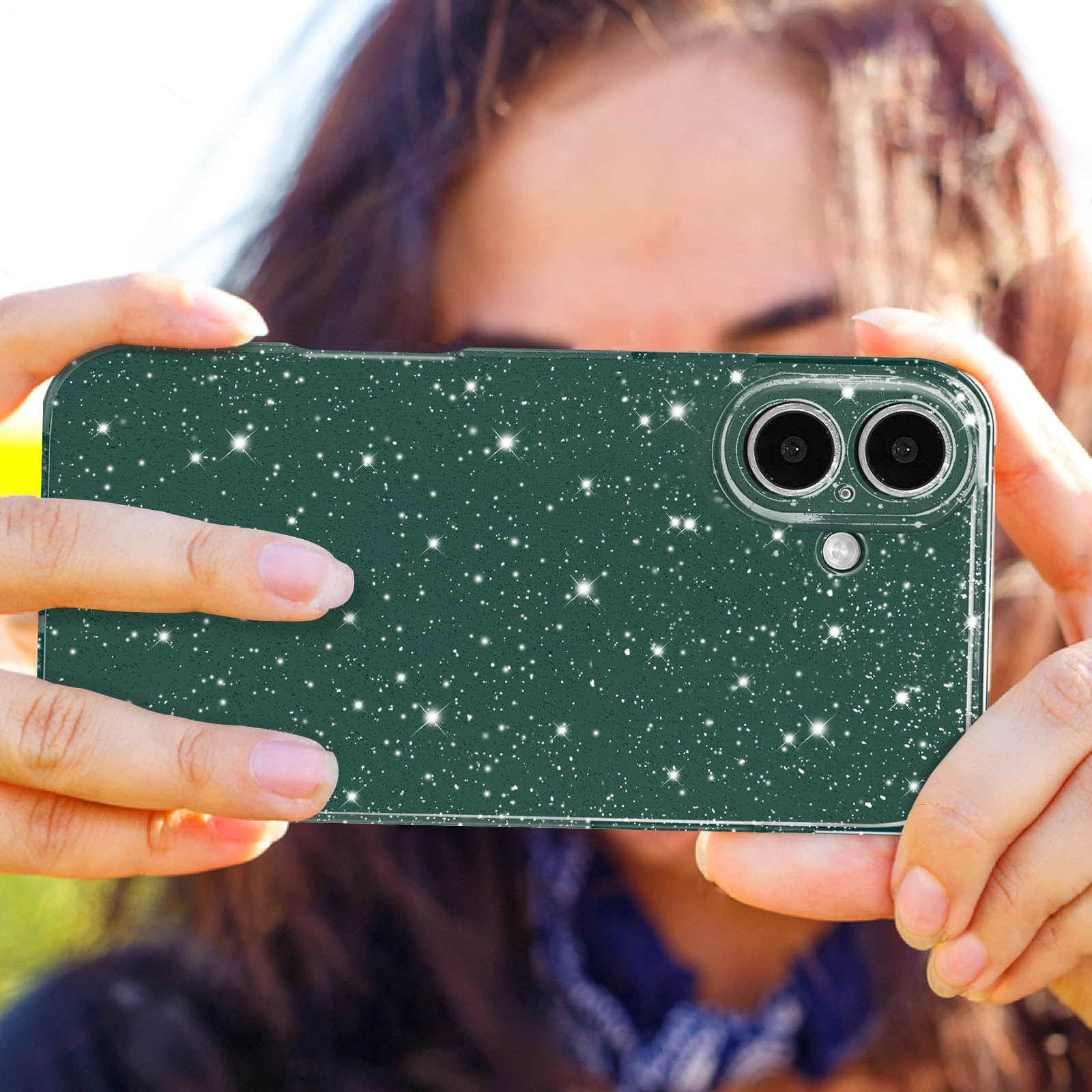 Hython Case For Iphone 16 Case Glitter Cute Sparkly Shiny Bling Sparkle Phone Cases 6.1, Thin Slim Fit Soft Tpu Bumper Shockproo