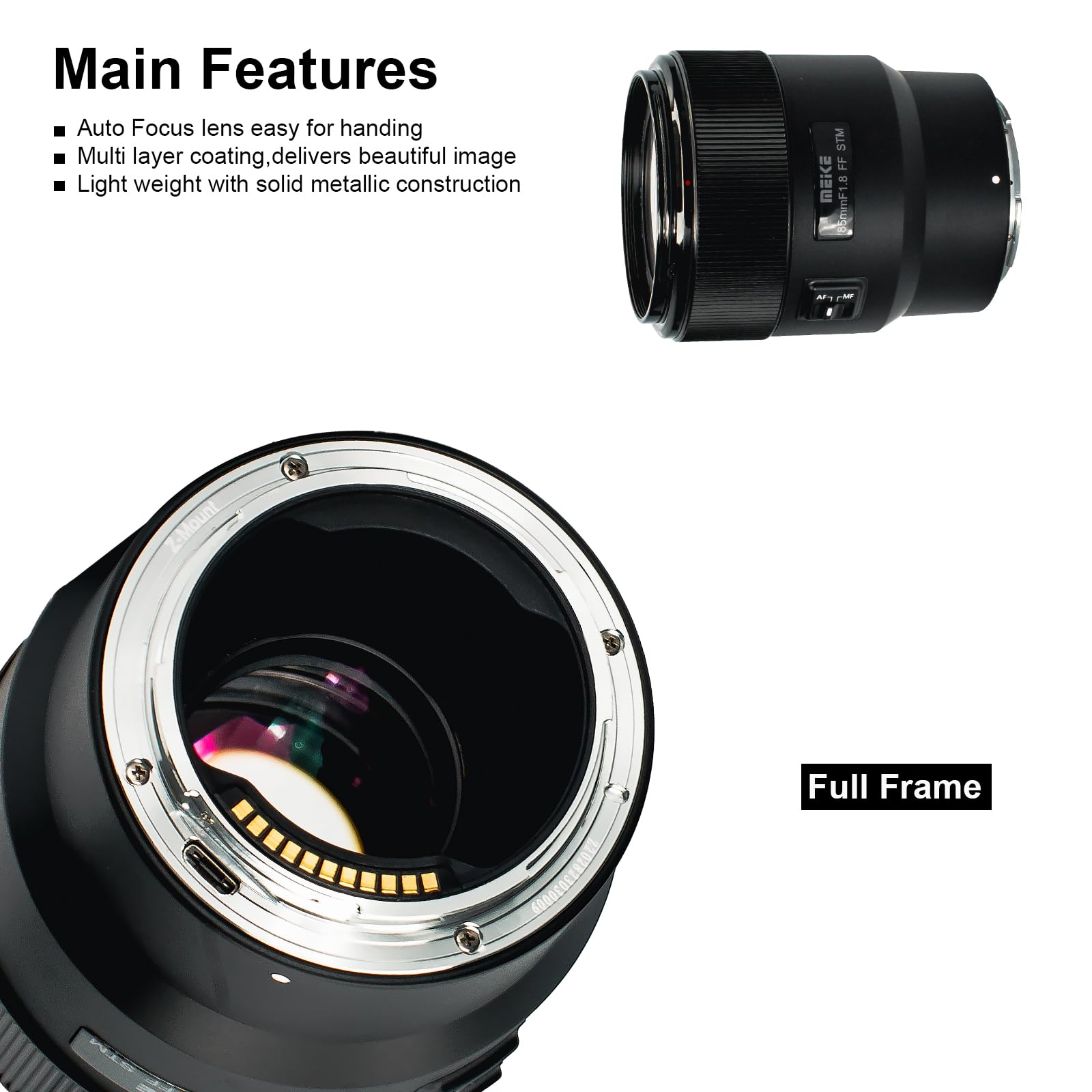 Meike 85Mm F1.8 Large Aperture Full Frame Af Stm(Stepping Motor) Lens Auto Focus Telephoto Fixed Prime Portrait Lenses For Nikon