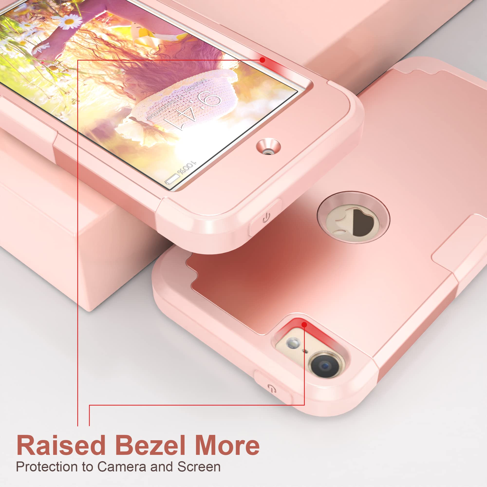 Idweel For Ipod Touch Case With 2 Screen Protectors, 3 In 1 Hard Pc Case + Silicone Shockproof For Kids Heavy Duty Hard Case Cov