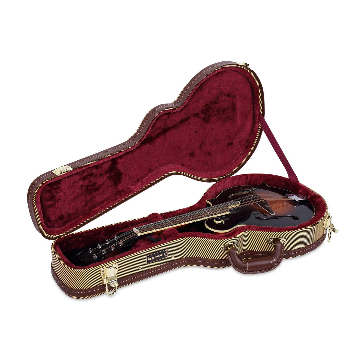 Crossrock Hard Shell Case For F-Style Mandolin In Vinyl Tweed(Crw620Mftw)