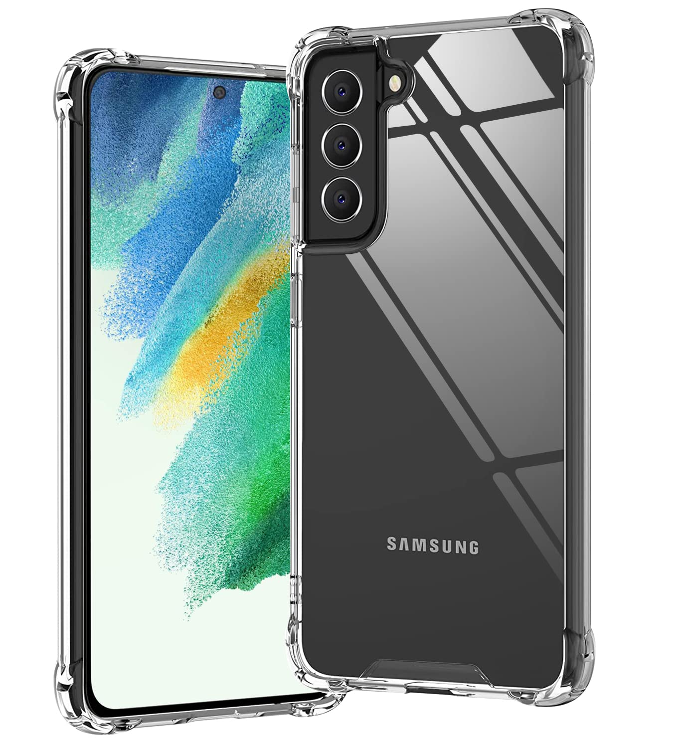 Kiomy Galaxy S21 Fe Case Crystal Clear Shockproof Bumper Protective Phone Cover Hybrid Design Hard Pc Back With Flexible Tpu Rai