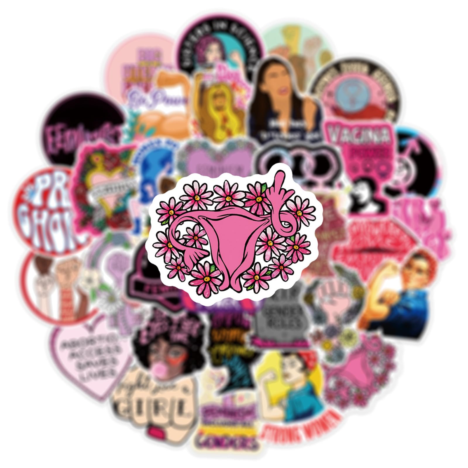 Feminist Stickers 50Pcs Women'S Libbers Equal Rights For Women, Girl Power Stickers Liberal Feminism Stickers Water Bottle Water