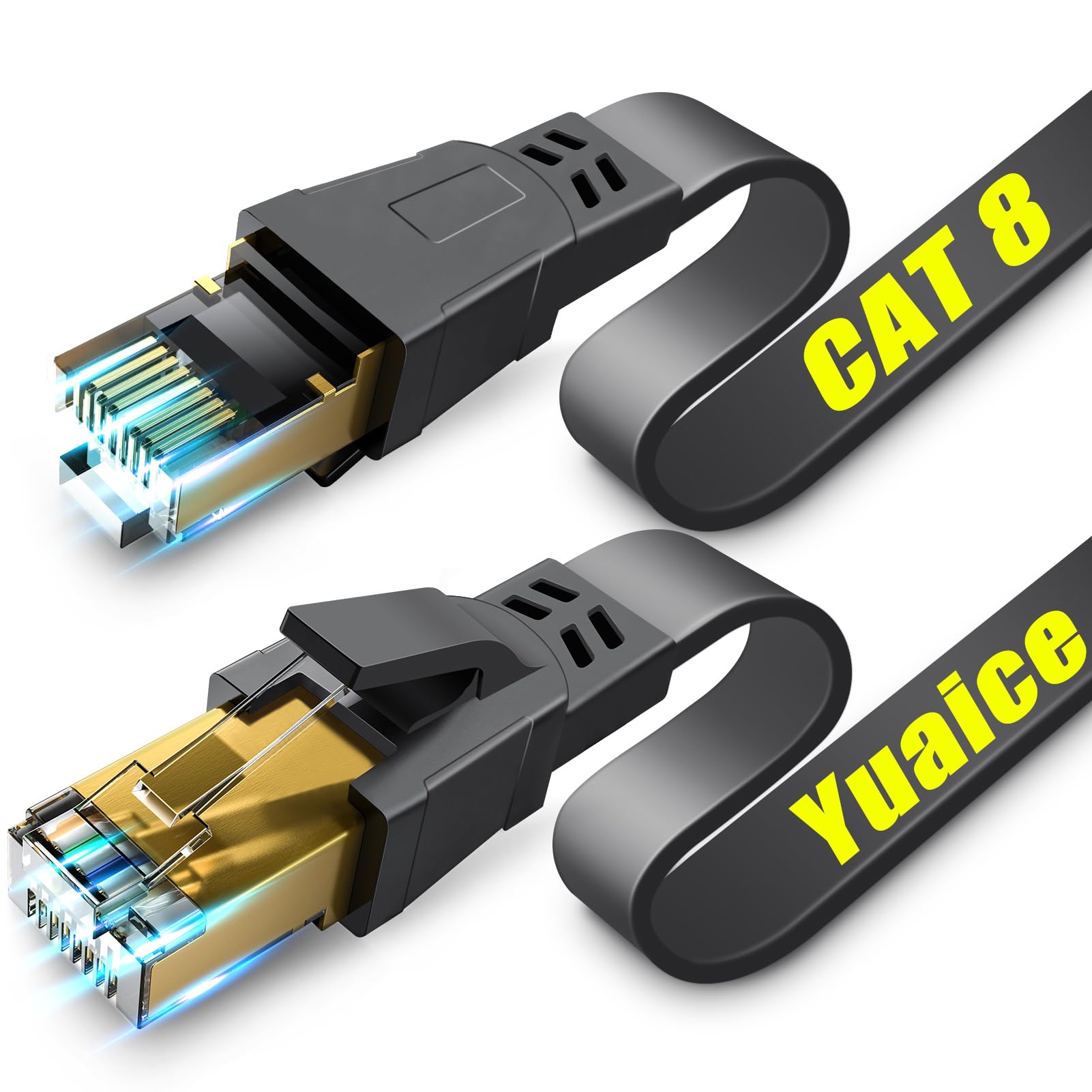 Yuaice Cat 8 Ethernet Cable   75Ft High Speed Flat Internet Network Cable   Multiple Size Options (3Ft 100Ft)   Professional Lan