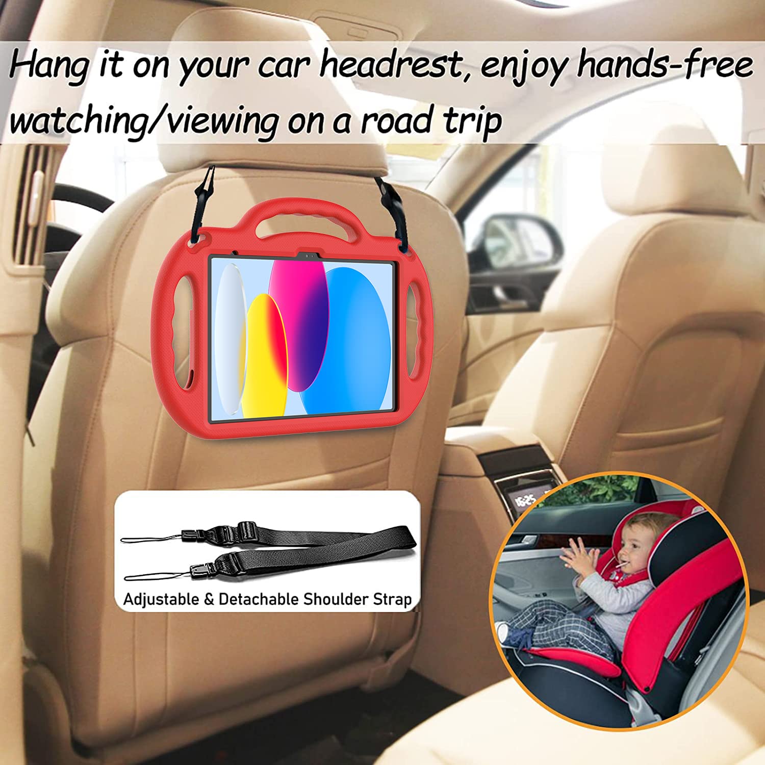 Ltrop Kids Case For Ipad 10Th Generation 10.9 Inch 2022, Ipad 10.9 Case 10Th Generation, With Shoulder Strap, Durable Light Weig