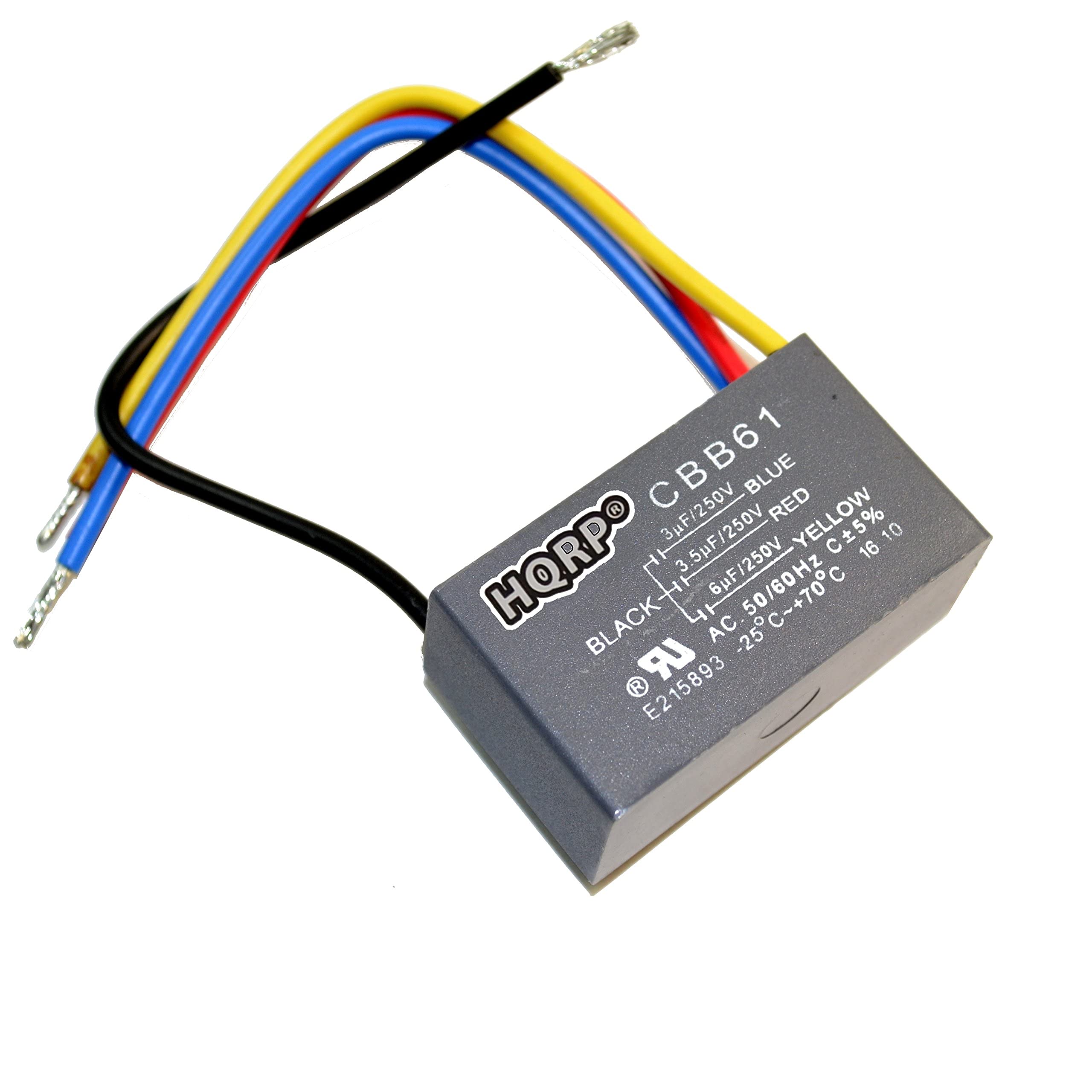 Hqrp 2 Pack Ceiling Fan Capacitor Cbb61 3Uf+3.5Uf+6Uf 4 Wire Ul Listed