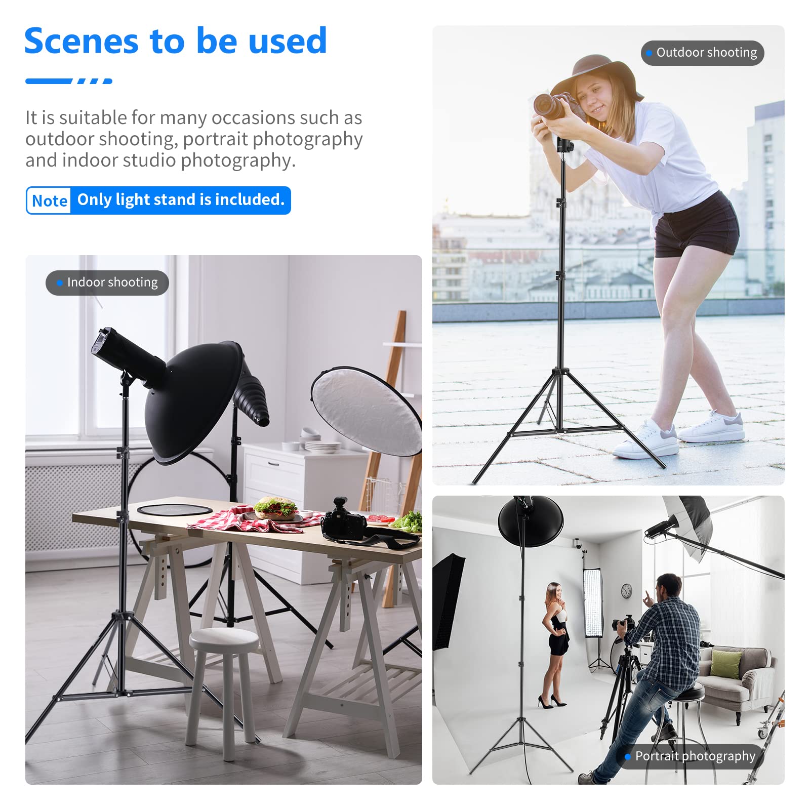 Neewer 75''/6 Feet/190Cm Photography Light Stands For Relfectors, Softboxes, Lights, Umbrellas, Backgrounds