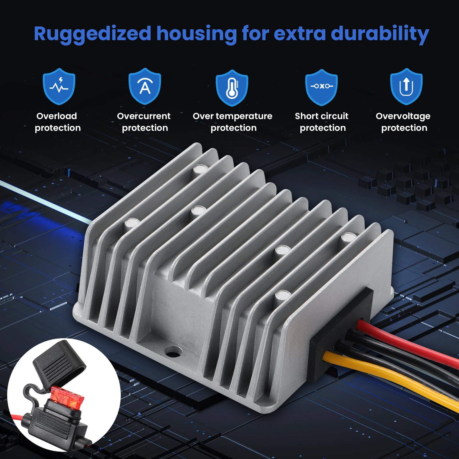 Mzhou Dc 9V 32V To 12V10A Dc Voltage Converter,Dc 24V Step Down To 12V 120W Voltage Buck With Safety Fuse And Clamps,12V Voltage