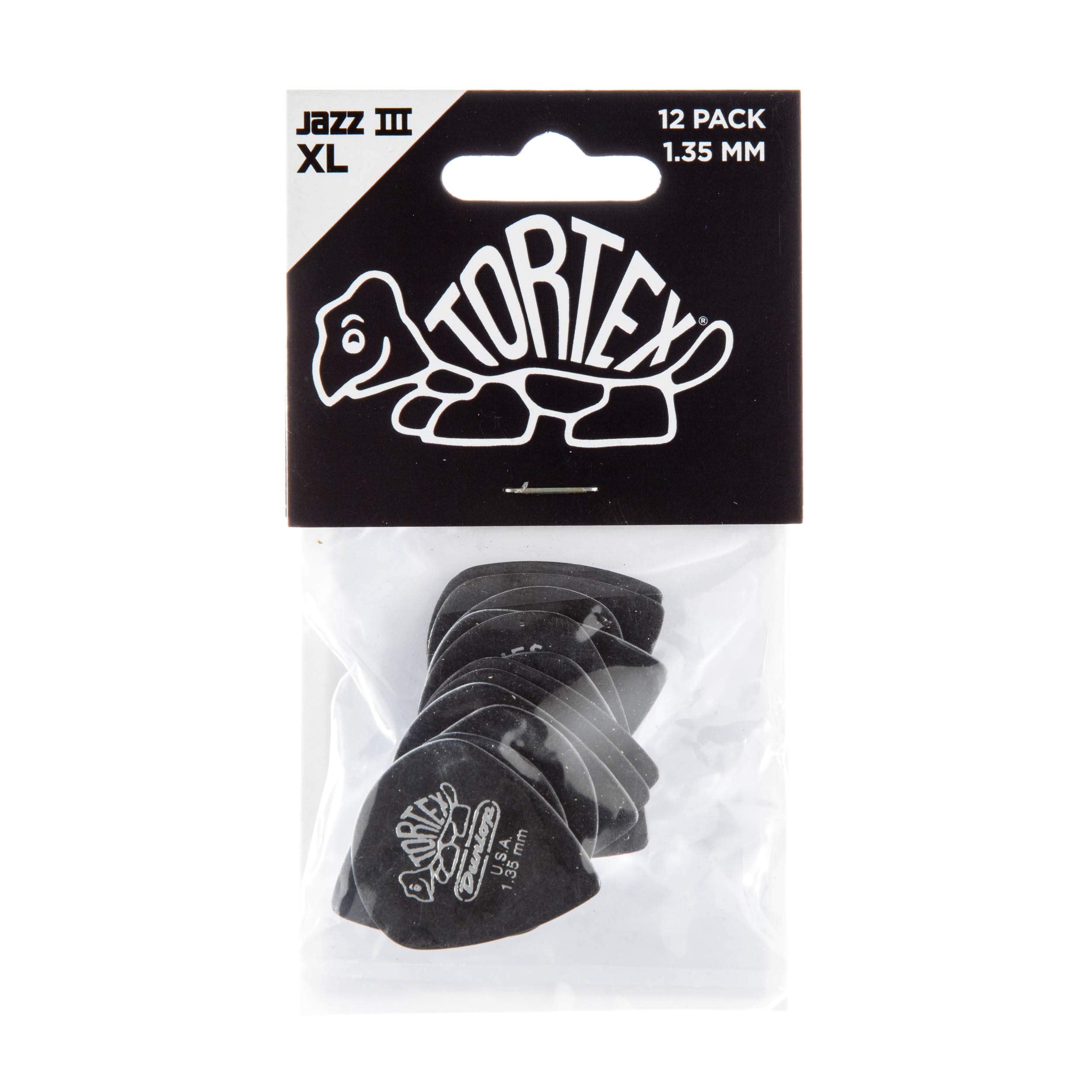 Dunlop Tortex� Jazz Iii Xl, Black, 1.35Mm, 12/Player'S Pack