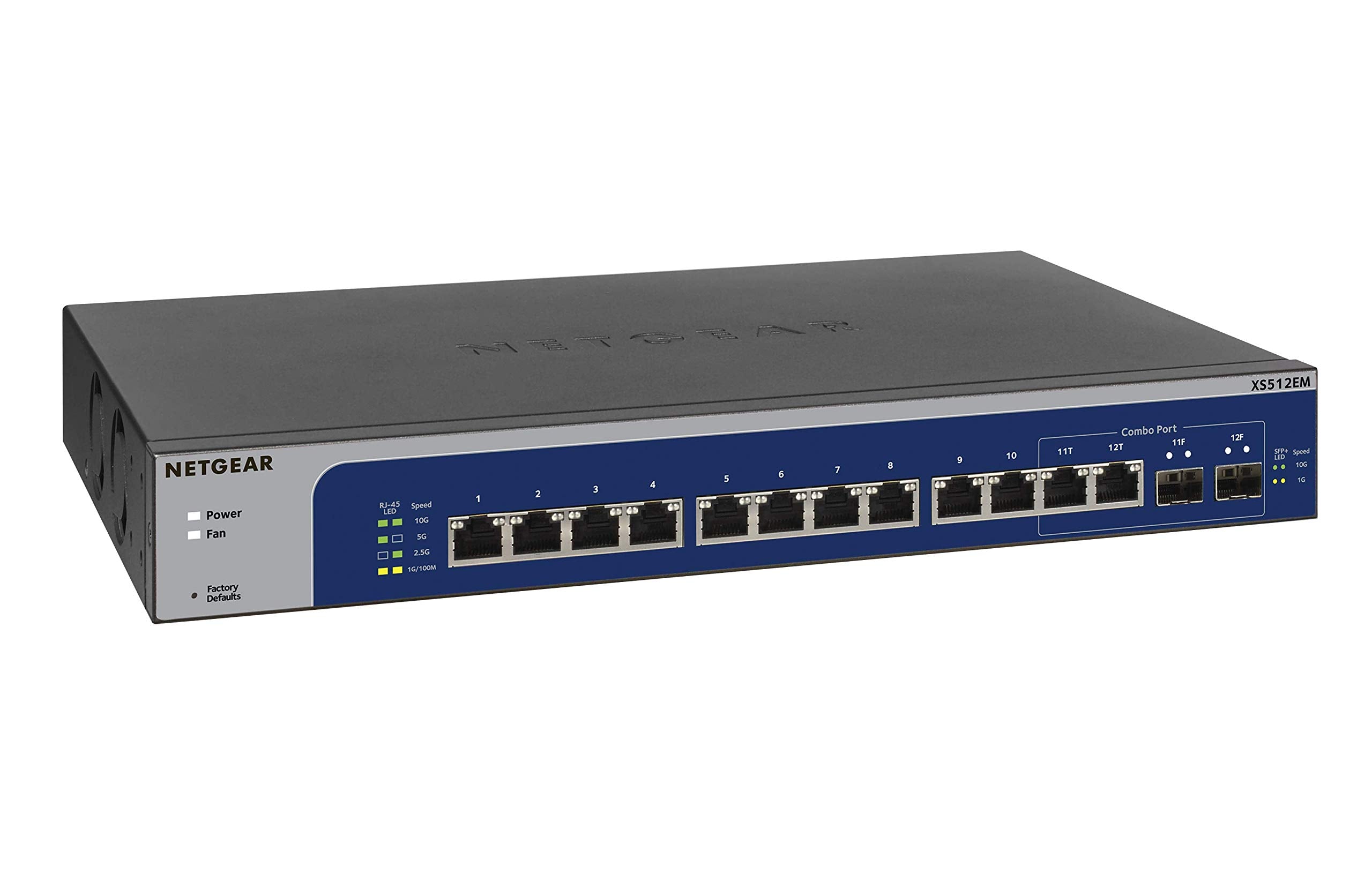 NETGEAR 12-Port 10G Multi-Gigabit Easy Smart Managed Switch (XS512EM) - Managed, with 2 x 10G SFP+, Desktop or Rackmount, and Li