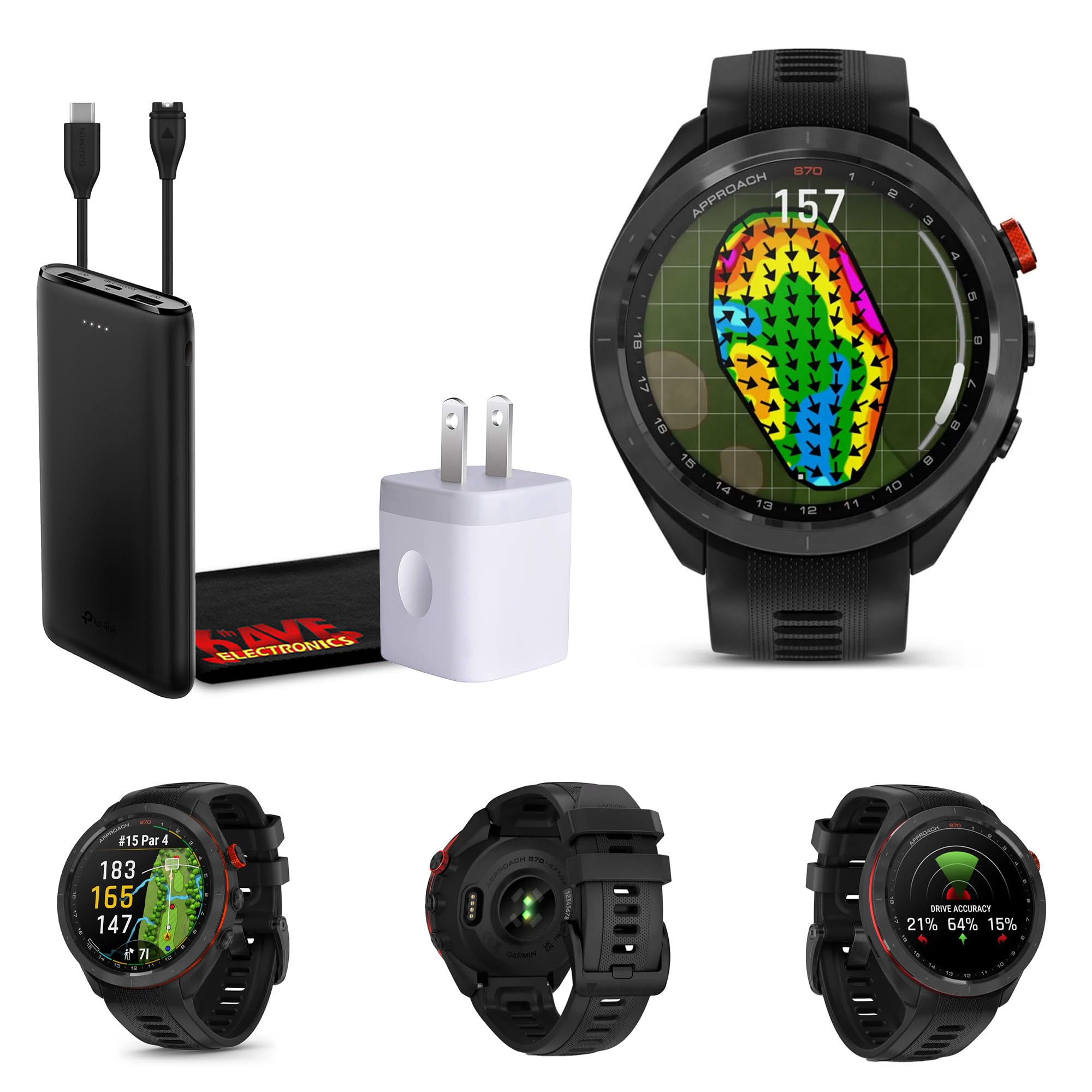 Garmin Approach S70 47MM Golf GPS Fitness Tracker Smartwatch for Men, Lightweight 1.2 Touchscreen AMOLED Display and 42000 Prelo