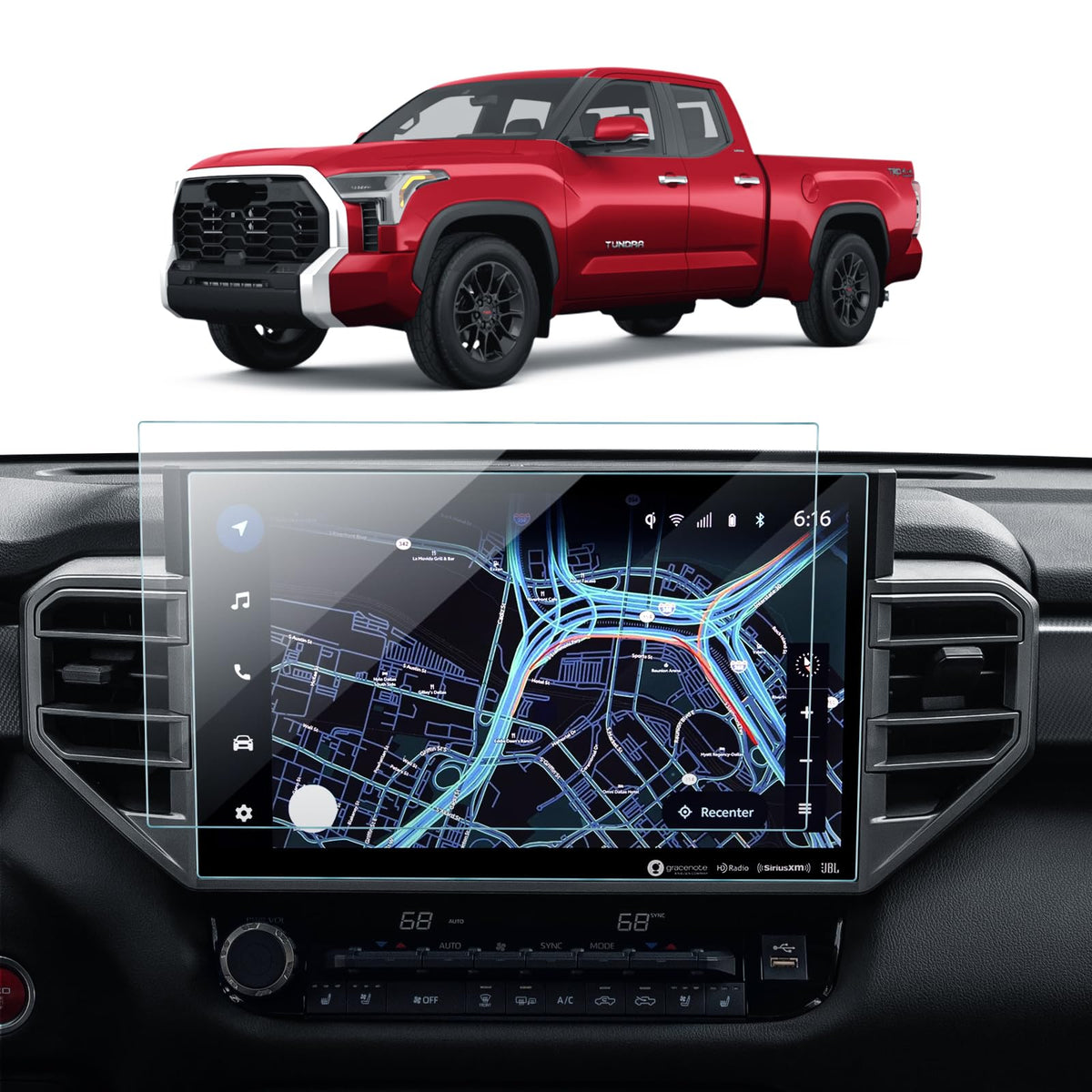 Lantu 2Pcs Car Screen Protector For 2022-2024 Toyota Tundra Accessories& 2023-2024 Sequoia 14'' Nano Gps Navigation Touchscreen 