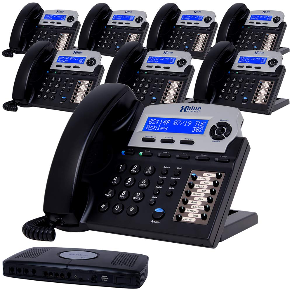 Xblue X16 Small Business 8 Phone System Bundle   Six Outside Lines & Sixteen Phone Capacity   Includes Auto Attendant, Voicemail, Caller Id, Paging & Intercom