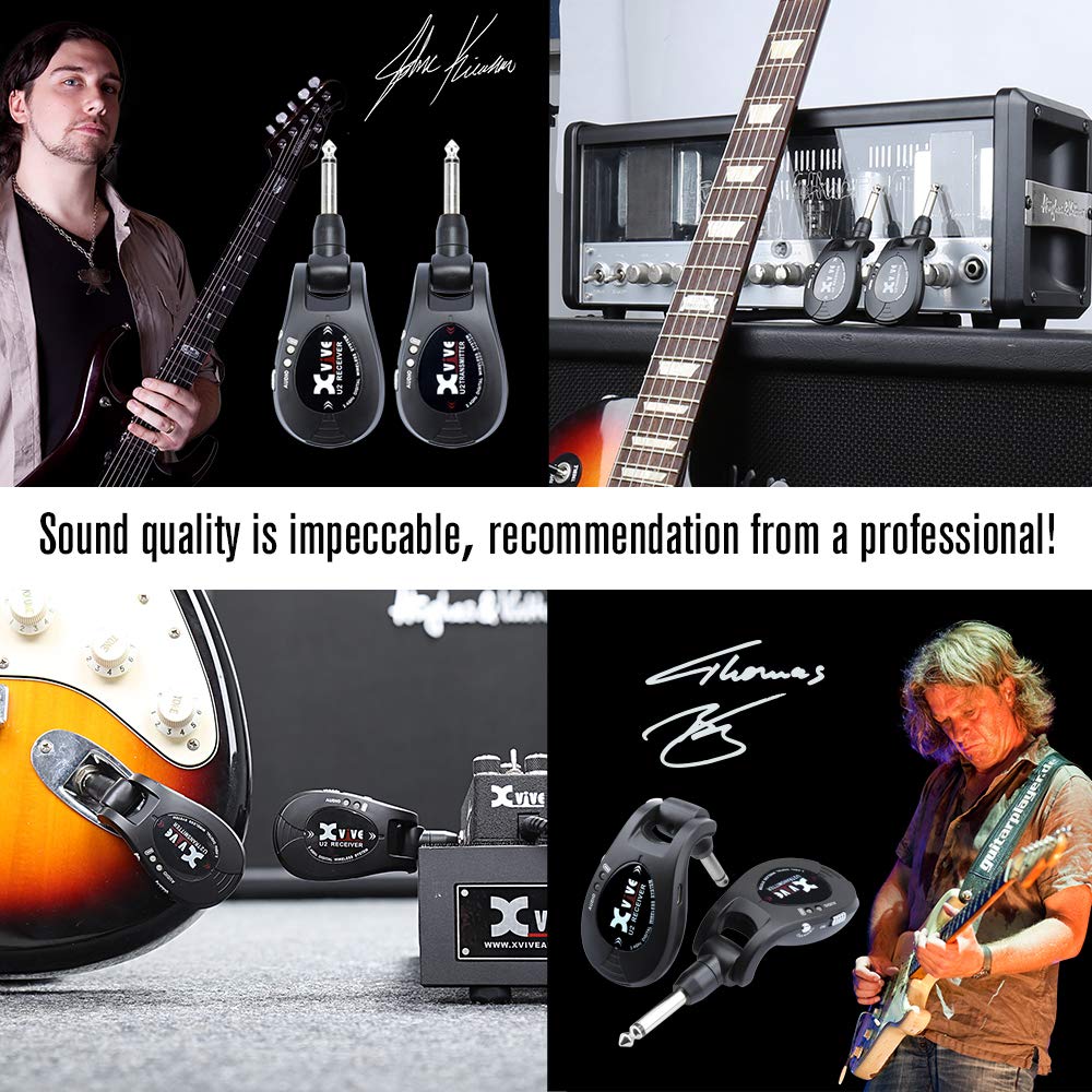 Xvive U2 Guitar Wireless System - 2.4Ghz 4 Channels Transmitter And Receiver For Electric Guitar, Bass, Violin