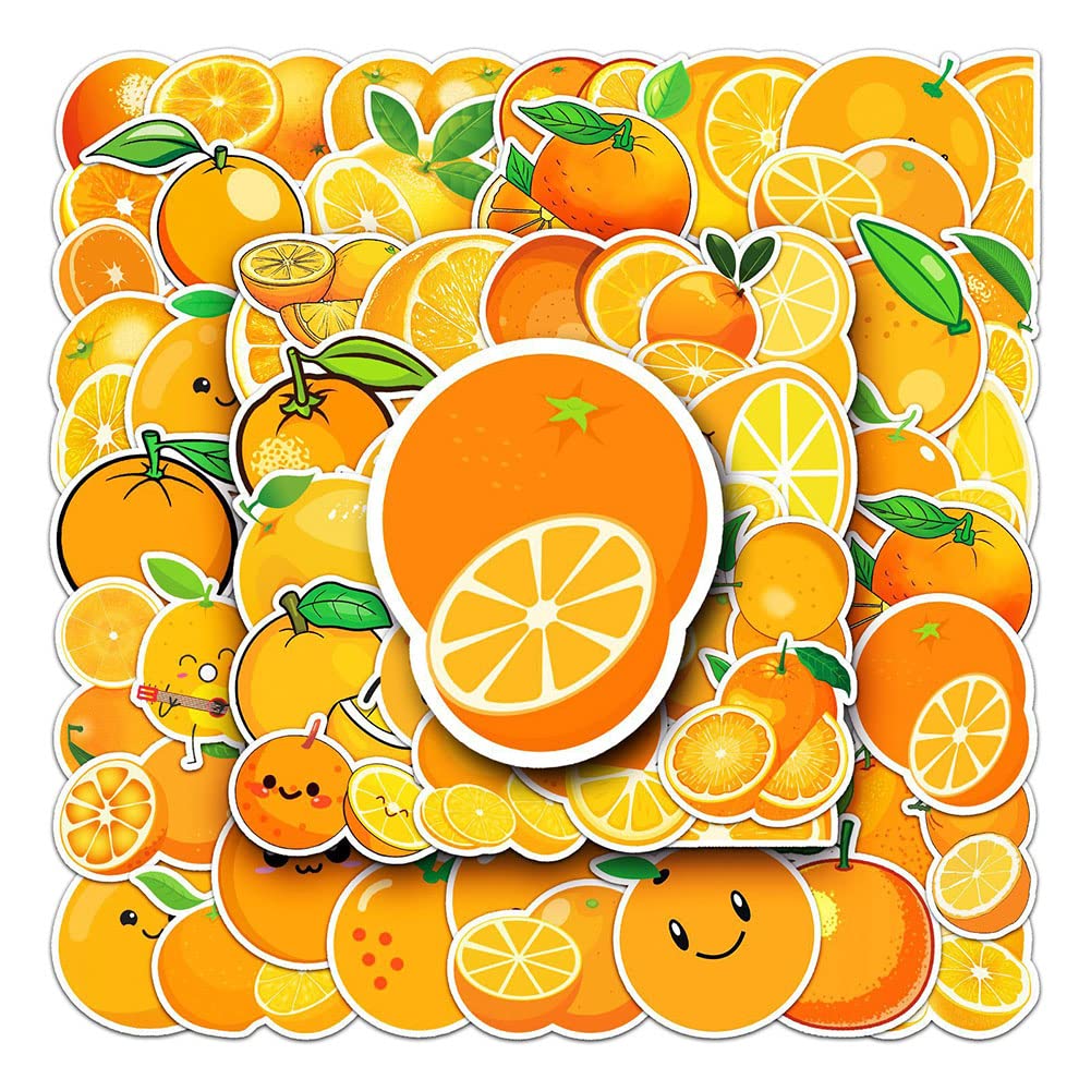 Orange Stickers |50Pcs Orange Waterproof Vinyl Decals For Water Bottles Laptop Luggage Cup Computer Mobile Phone Skateboard Guit