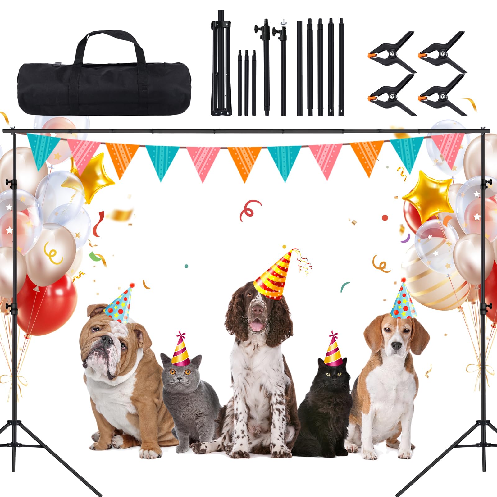 New Upgrade Maxztill Backdrop Stand 6.6X10Ft(2X3M) Adjustable Photo Studio Backdrop Stand Support Kit Background Stand With 4 Ba