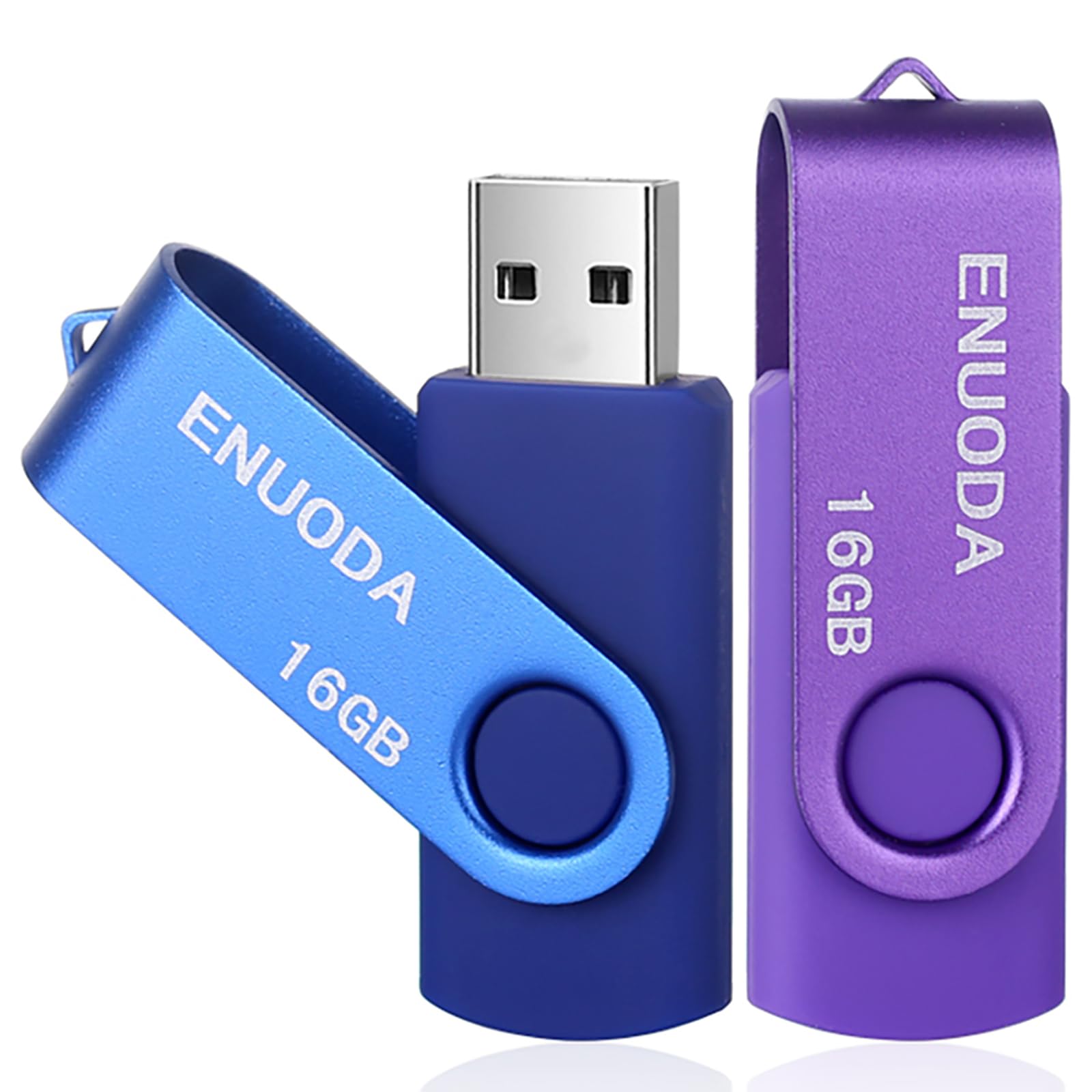 16Gb Usb Flash Drive 2 Pack Enuoda Thumb Drives 16Gb Usb 20 Memory Stick Jump Drive Pen Drive For Storage And Backup (Blue Purpl