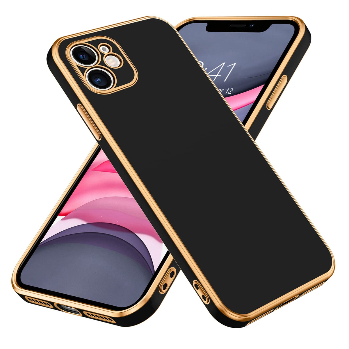 Bentoben Compatible With Iphone 11 Case, Slim Luxury Electroplated Bumper Women Men Girl Protective Soft Case Cover With Strap F