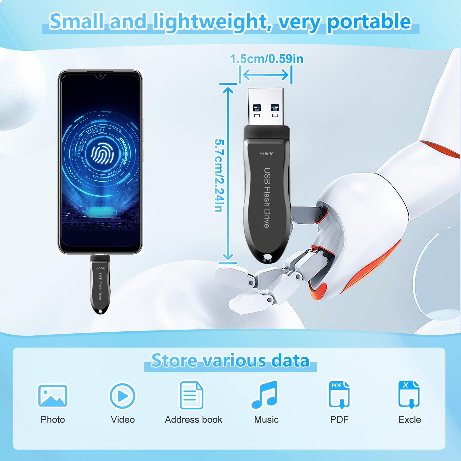 Usb C Flash Drive 256Gb For Phone Photo Stick Thumb Drive Android Usb C Memory Stick Photo Storage Dezobyte Compatible Phone Pad