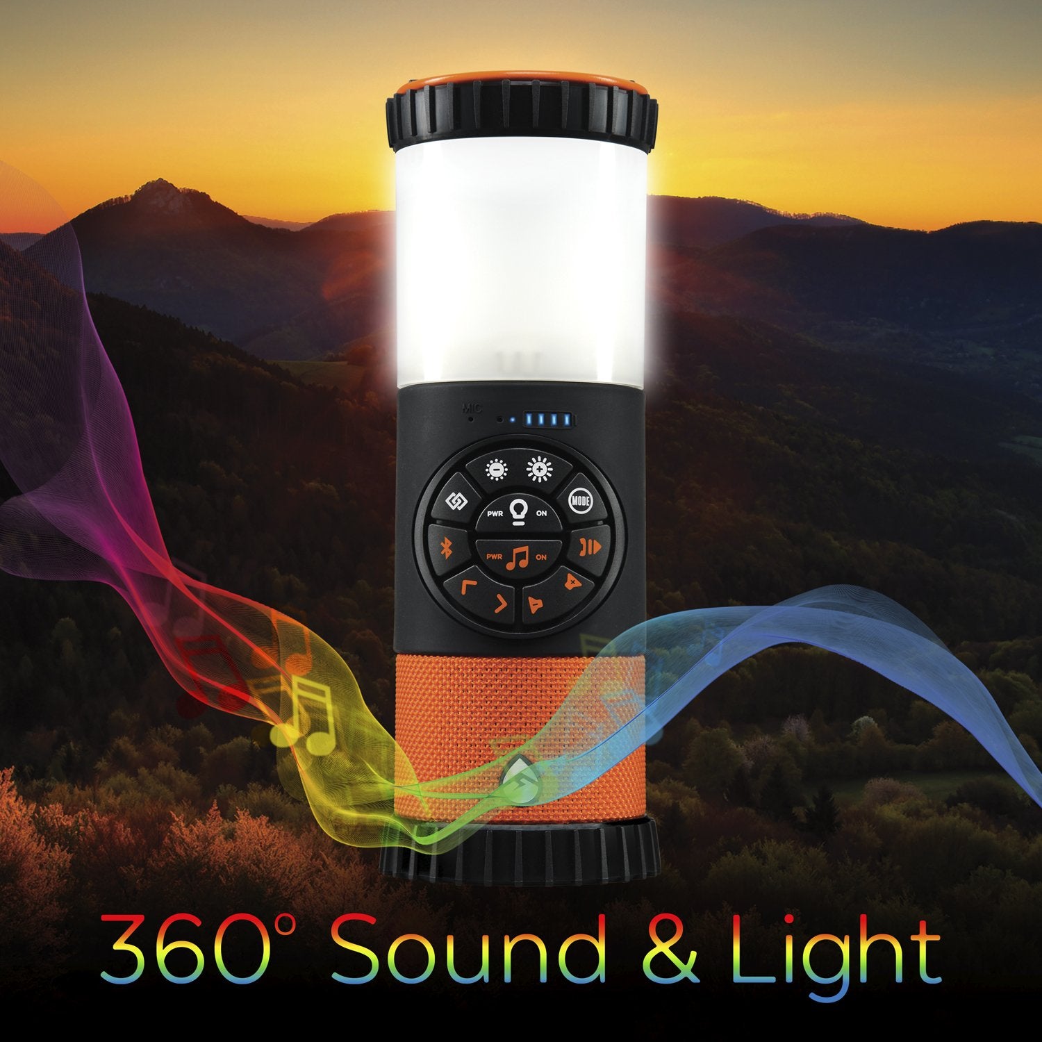 Ecoxgear 100% Waterproof Ecolantern With High Intensity Led'S, Built In 360 Degree Bluetooth Speaker & 4,400 Mah Power Bank   Orange