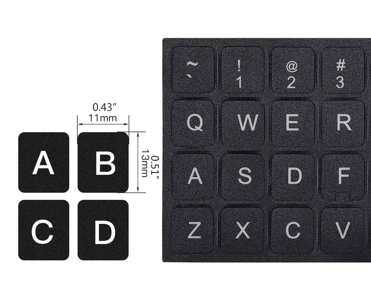3Pcs Universal English Keyboard Letter Stickers, Replacement English Keyboard Stickers With Black Background And White Lettering