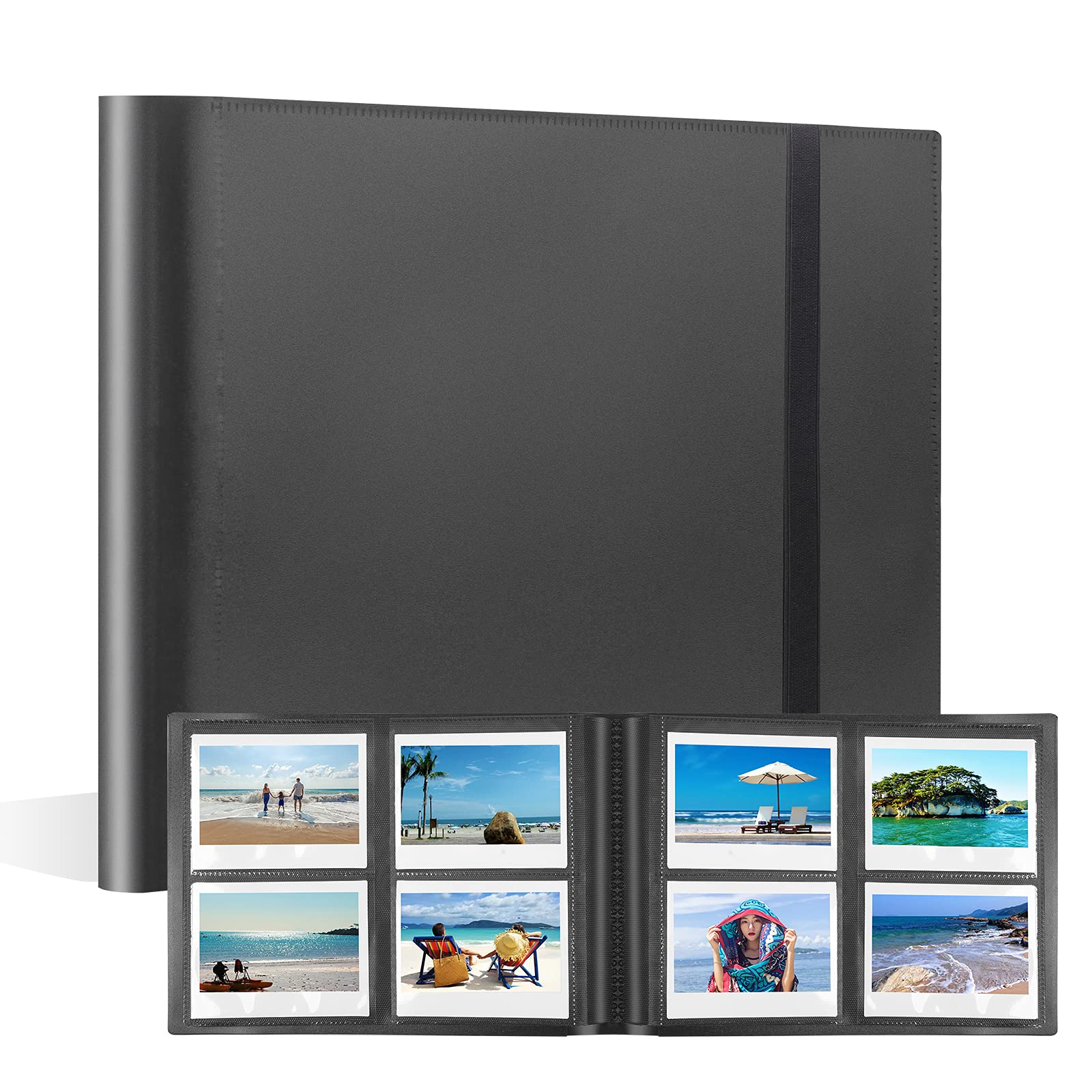 160 Pockets Photo Album For Fujifilm Instax Wide 300 Camera,For Polaroid 600 Photo Album, Albums For Polaroid Now+ Now Onestep2 Onestep+ 600 Instant Film Camera, Pop Lab Instant Print Camera (Black)