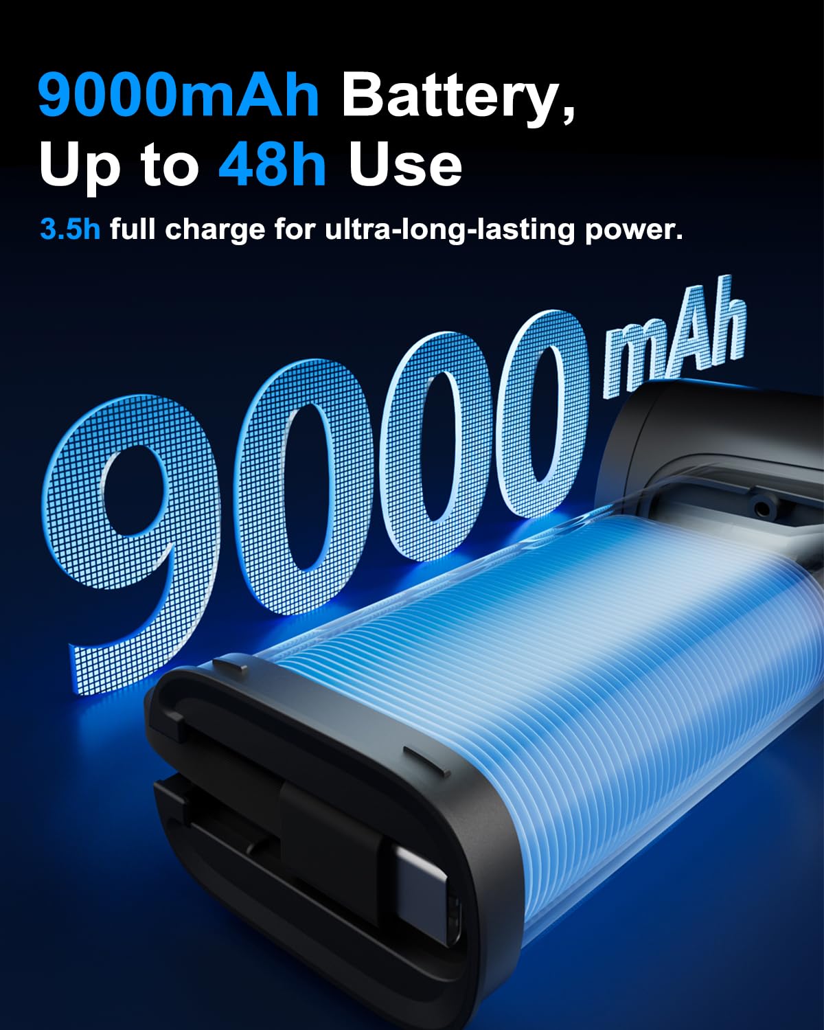 Handheld Fan - Portable Fan With Charger Power Bank, 9000Mah Hand Held Fan Rechargeable 18W Fast Charging, Type-C Input, 50000Rp