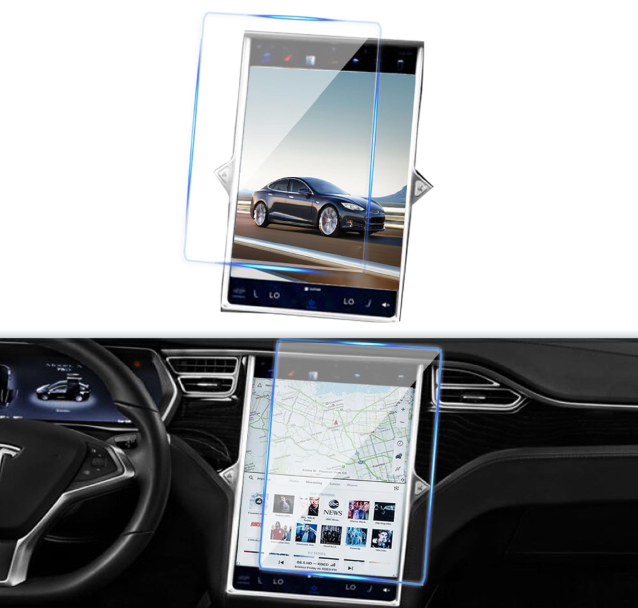 Soltech Tesla Screen Protector Designed For 17' Model S 2013 2014 2015 2016 2017 2018 2019 2020 | Model X 2016 2017 2018 2019 2020 Center Dashboard Touch Screen Accessories � Matte Tempered Glass