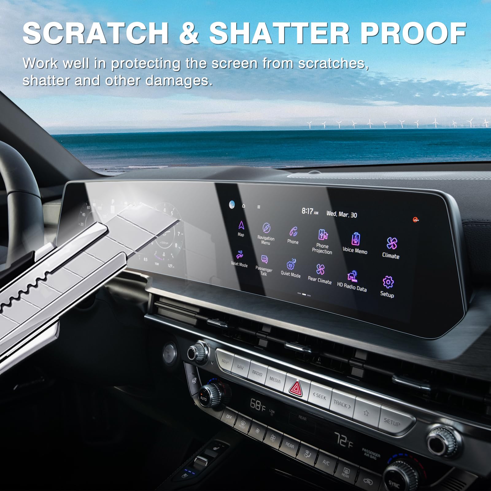 Karltys 2 Pack 2025 Telluride Screen Protector For Kia Telluride 2023 2024 2025 Dual 12.3 Inch Screen, 9H Touchscreen Tempered Glass & Instrument Cluster Screen Cover For 2025 Telluride Accessories