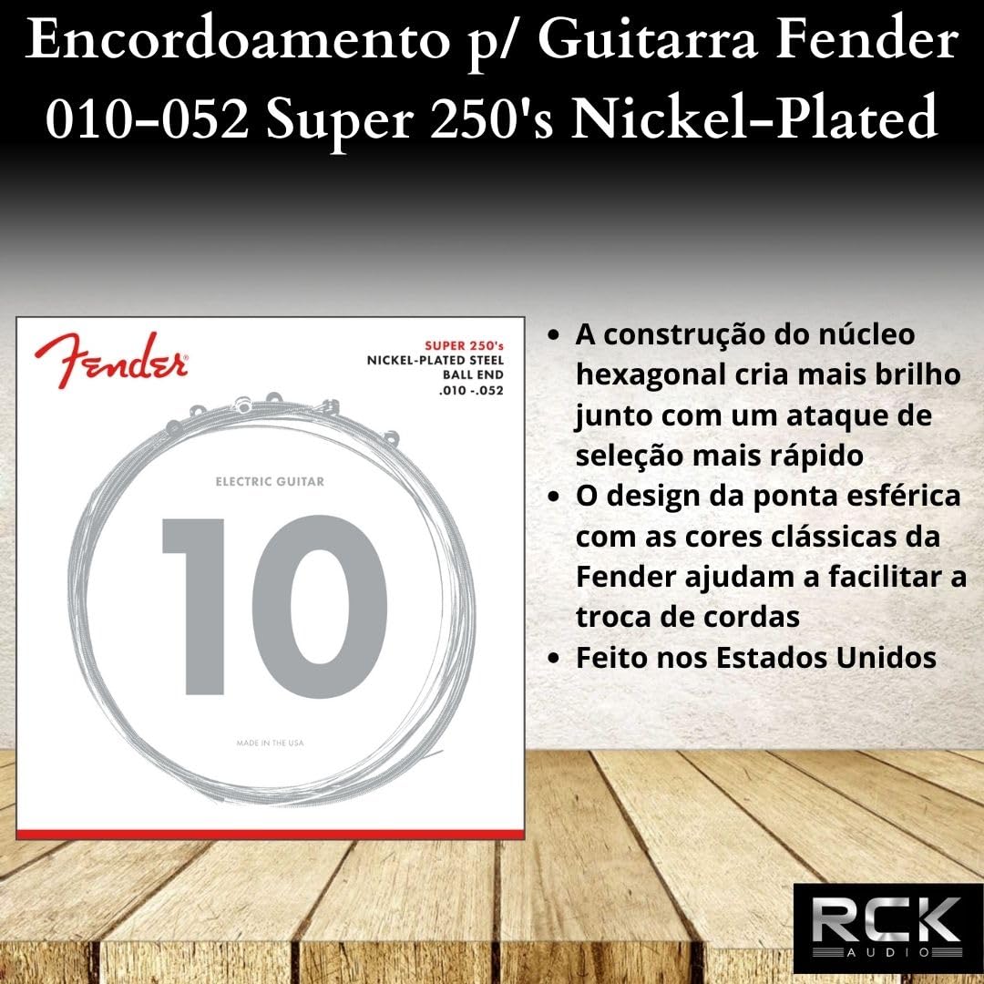 Fender Super 250 Electric Guitar Strings, Nickel Plated Steel, Ball End, 250Rh .010 .052