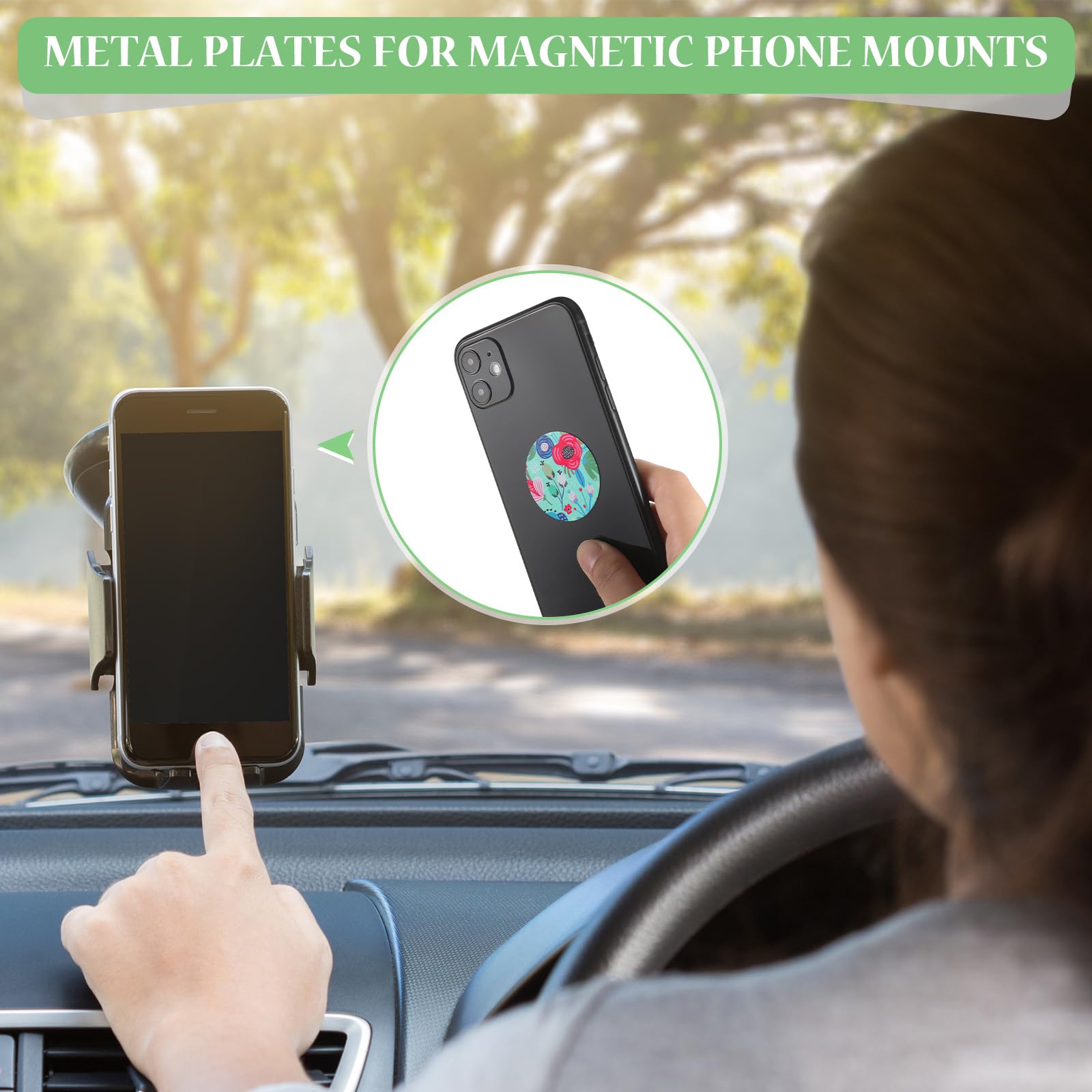Weewooday 8 Pcs Phone Magnet Car Metal Mount Plate For Cell Holder Compatible With Magnetic Car Mounts Replacement Sticker(Summe