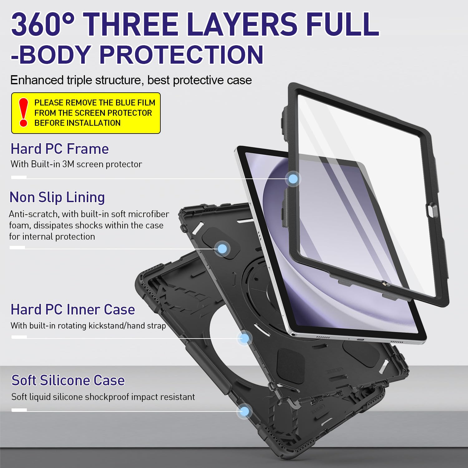 Supfives Case For Galaxy Tab A9+/A9 Plus 11'' With Screen Protector, Upgraded Military Case For Samsung A9 Plus Tablet 11 Inch 2