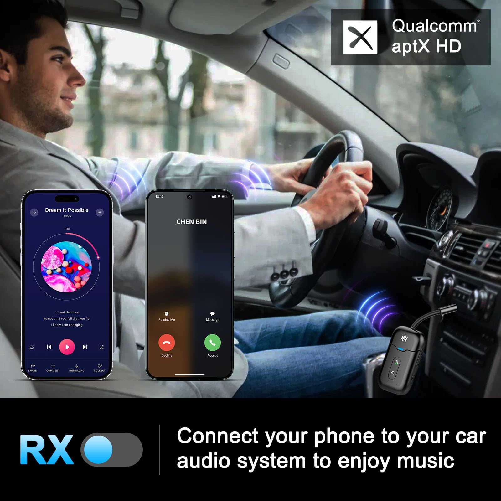 Bluetooth 5.4 Transmitter Receiver,2 In 1 Bluetooth Adapter For Airplane,Bluetooth Transmitter For Tv,Gym, Up To 2 Airpods/Headp