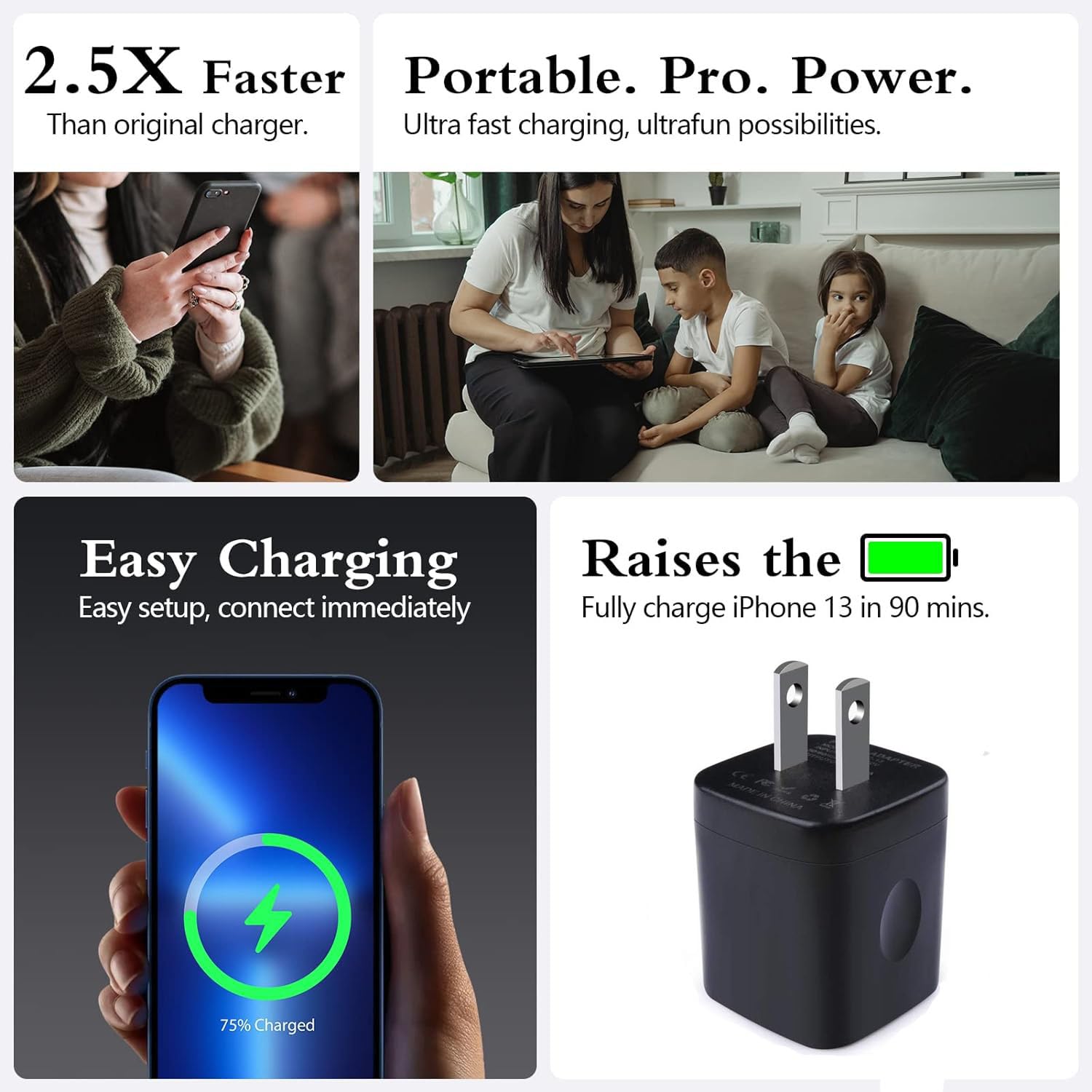 Wall Charger,Charger Cube,Charging Block Fast Charge 3Pack Dual Port 2.1A Power Brick Phone Charger Plug Box Head For Iphone 14
