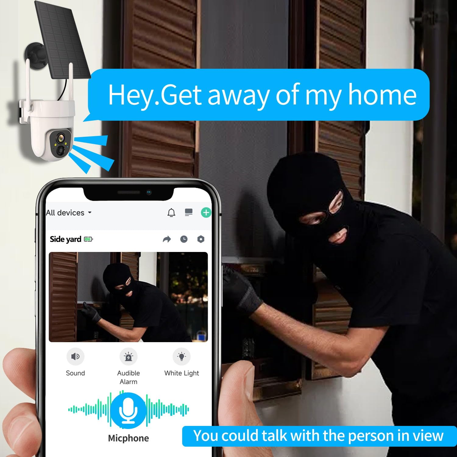 Escanu Wireless Solar Outdoor Security Ptz Ai Motion Detection Audio Wifi Camera,Home Security,Spotlight Colorful Night Vision,3