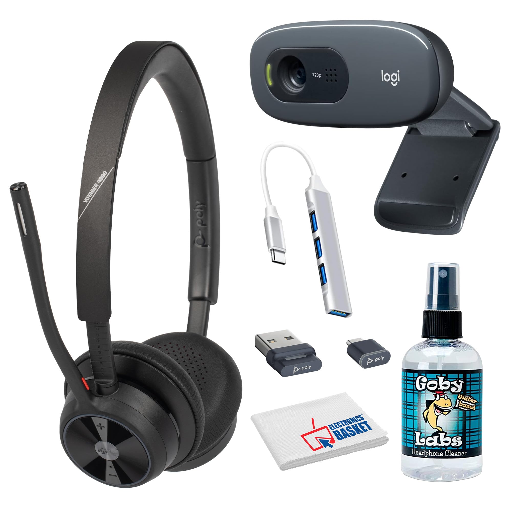 Poly Voyager 4320 UC Microsoft Teams Certified Bluetooth Wireless Headset with BT700 USB Adapter Noise Canceling Microphone (7Y2