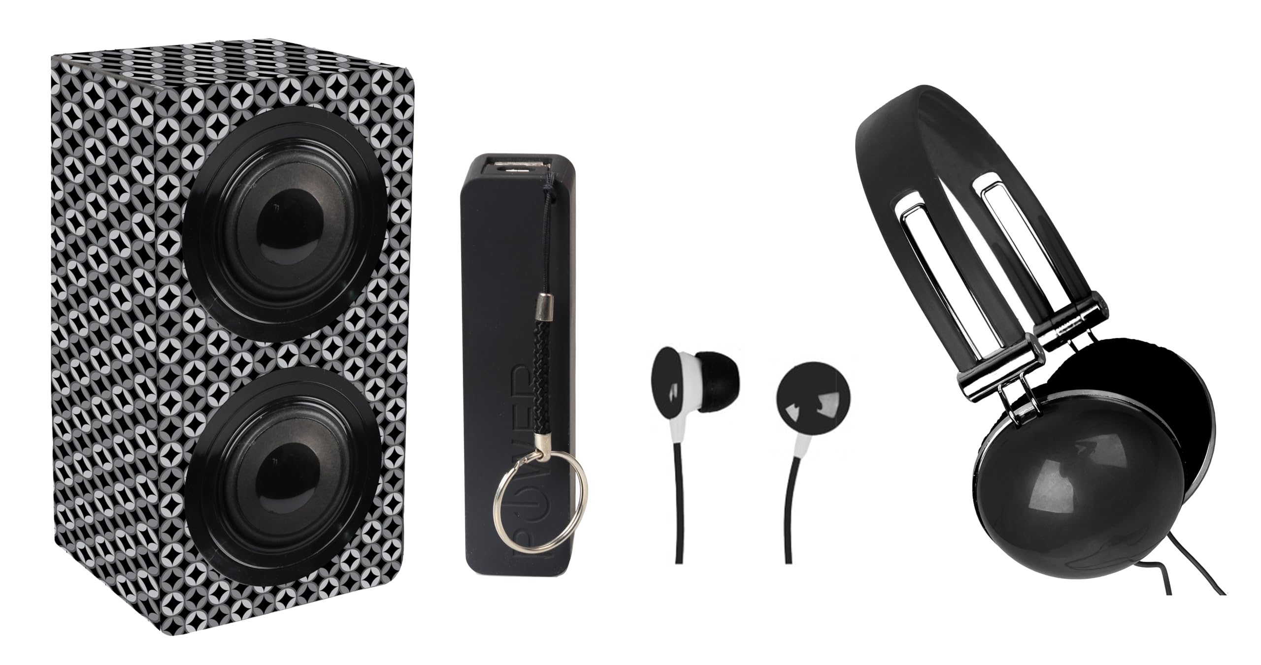 Naxa Electronics Nas 3061A Portable Bluetooth Stereo Speaker Entertainment Pack With Headphones, Earphones And Battery Pack, Bla