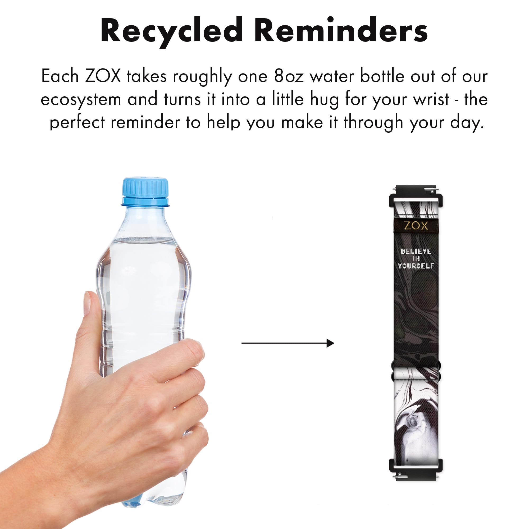 Zox Android Smart Watch Band - Believe In Yourself | Soft, Adjustable Elastic Band With Motivational Affirmations And Beautiful